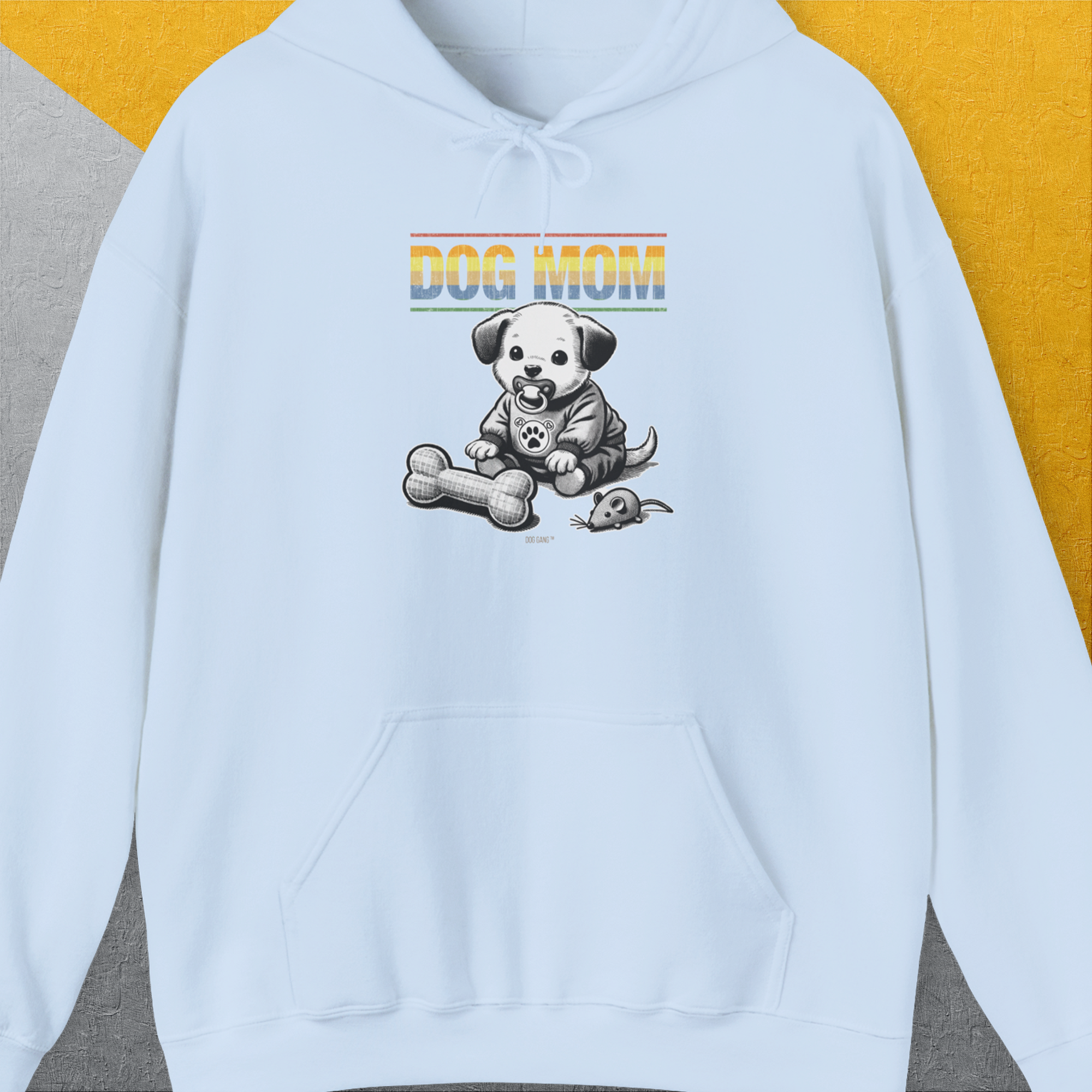 Dog Mom Series, Volume 2, Unisex Hoodie-Light Blue, Design by Dog Gang