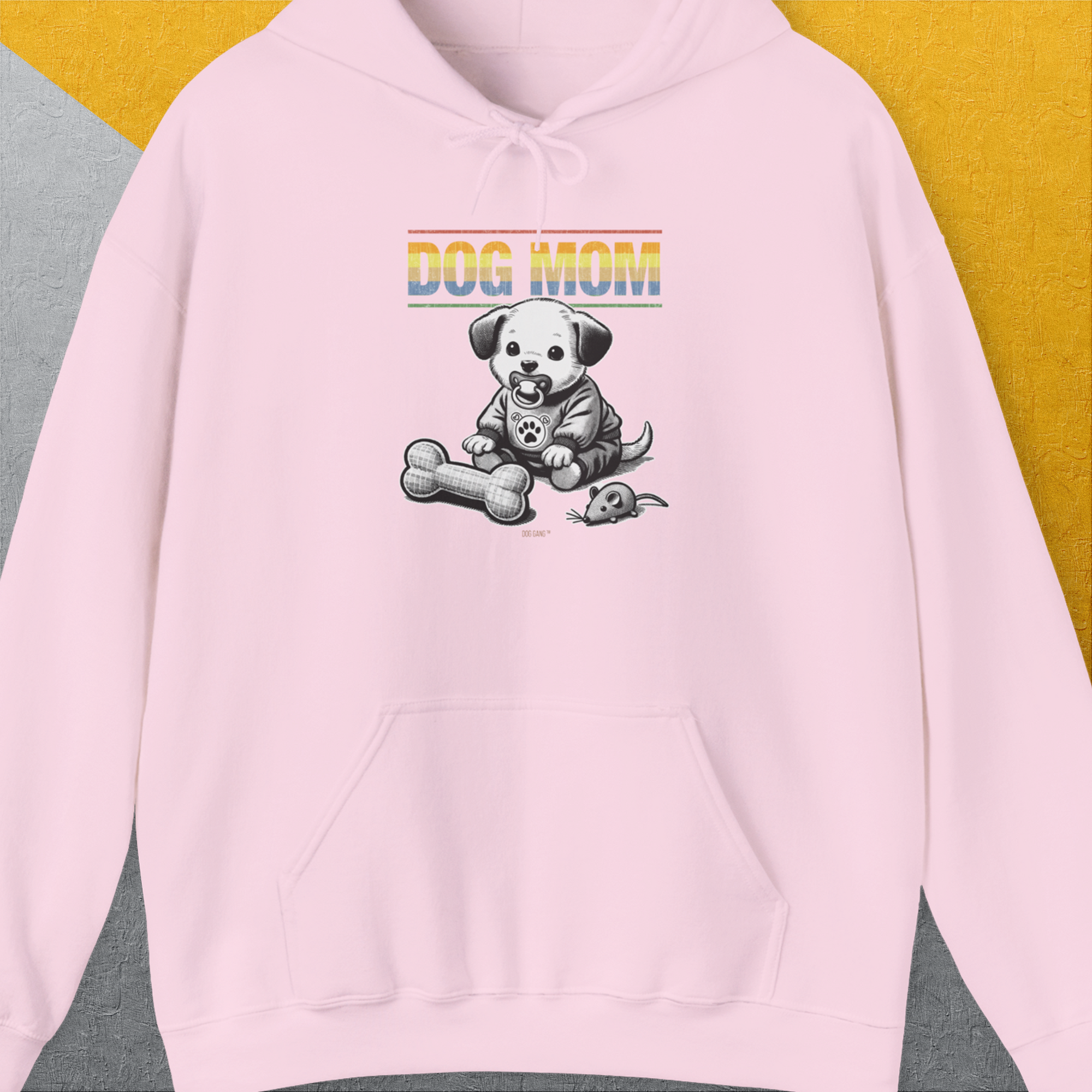 Dog Mom Series, Volume 2, Unisex Hoodie-Light Pink. A perfect gift for dog lovers and dog owners. Design by Dog Gang
