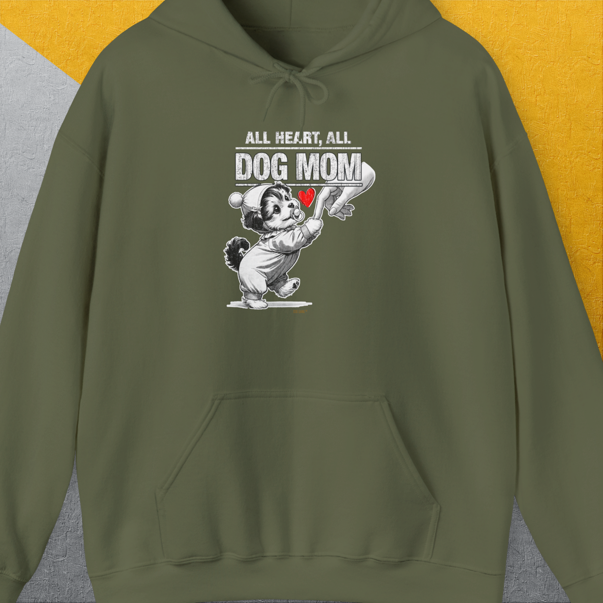 Dog Mom Series, Volume 9, Unisex Hoodie-Military Green, Design by Dog Gang