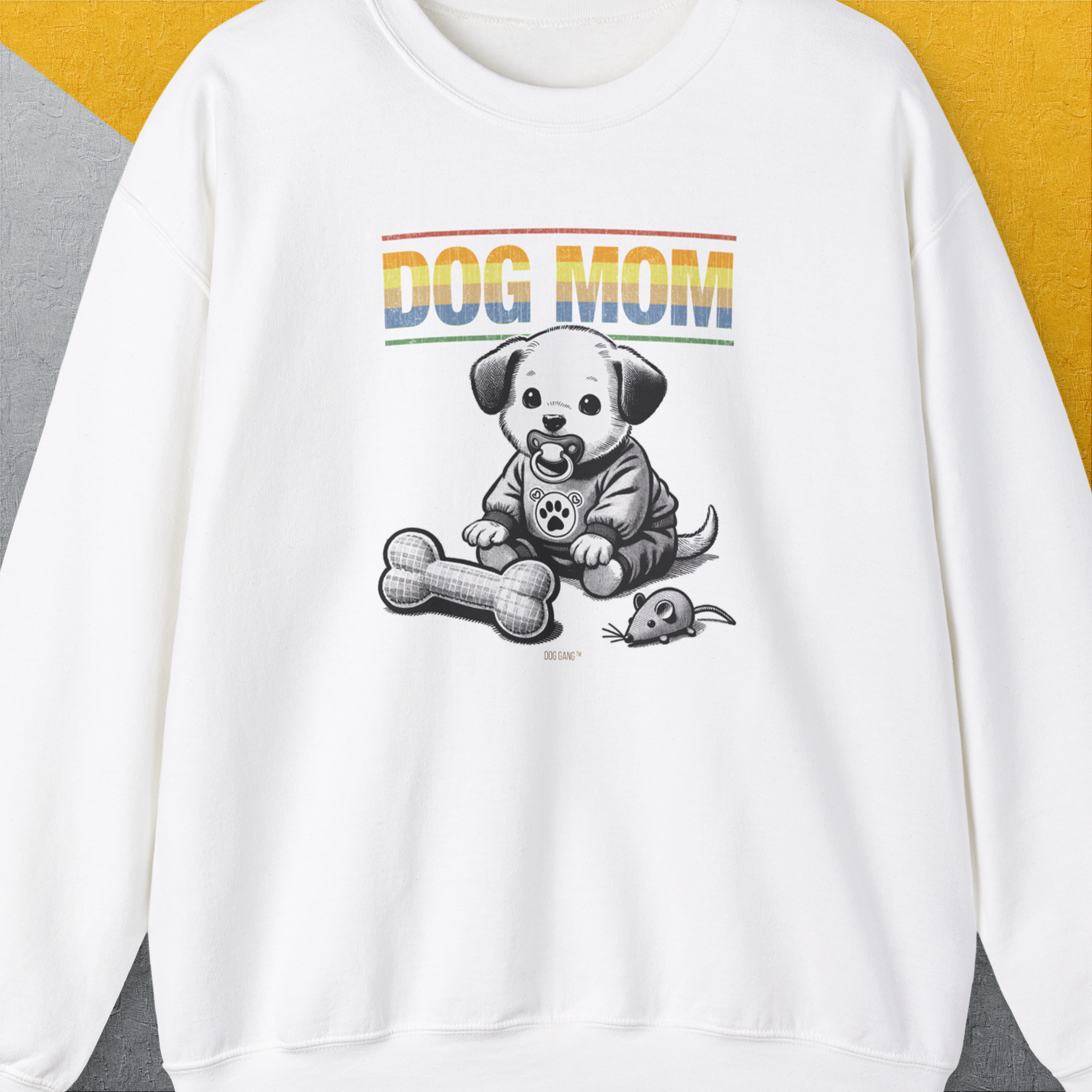 Dog Mom Series, Volume 2, Unisex Sweatshirt-White. A dog-themed Design from Dog Gang