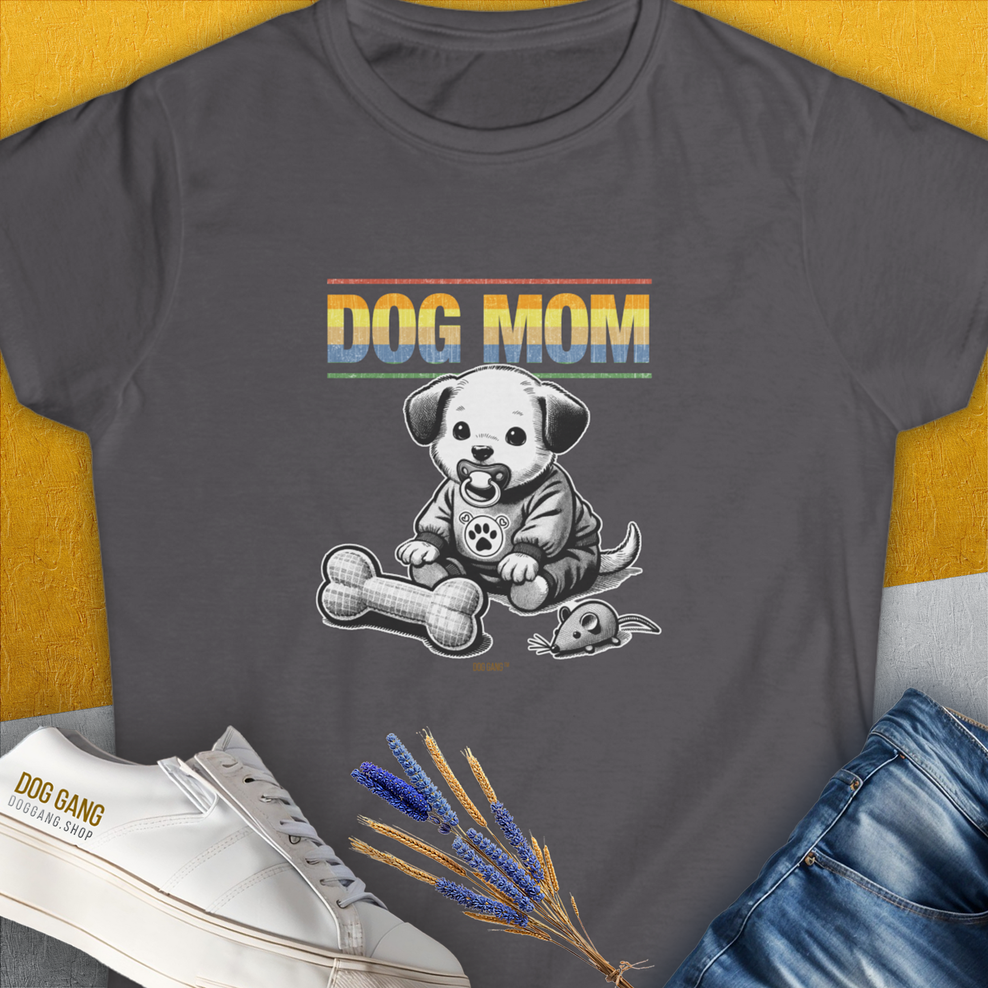 Dog Mom Series, Volume 2, Women's T-Shirt-Charcoal. A dog-themed Design from Dog Gang