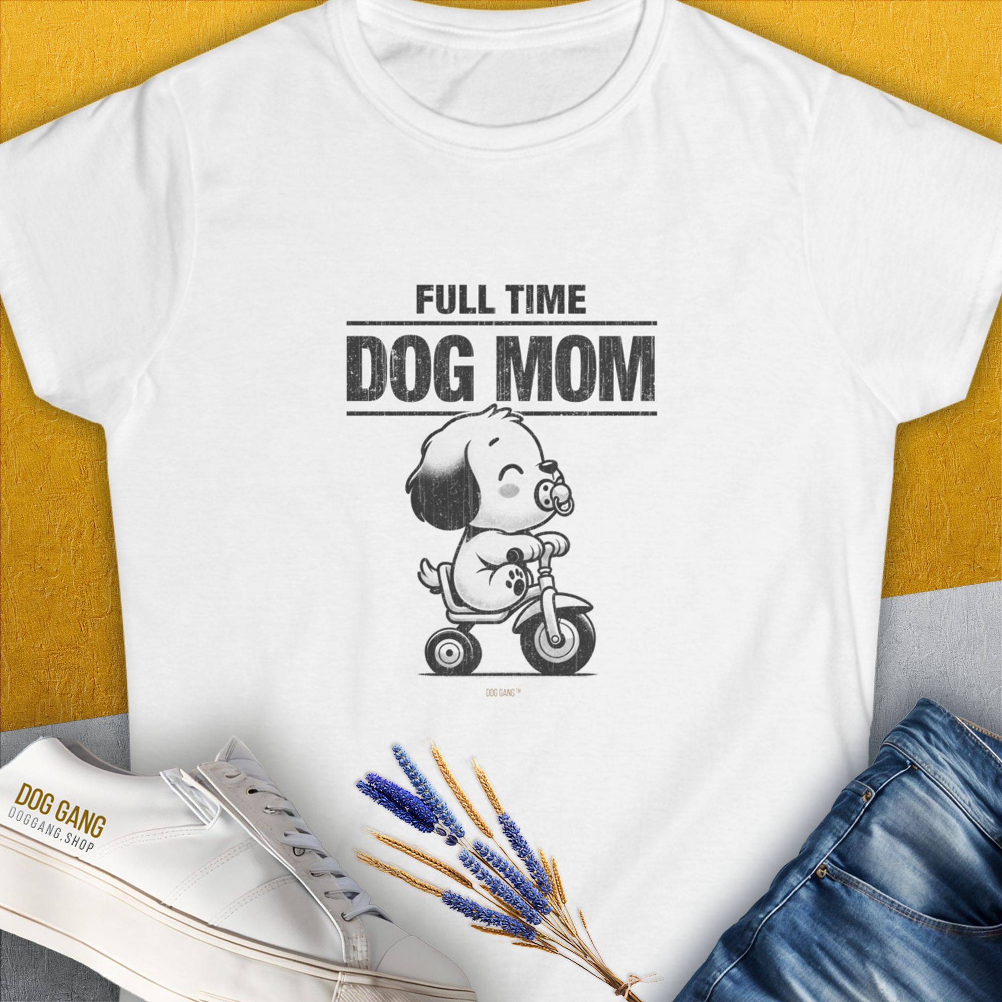 Dog Mom Series, Volume 3, Women's T-Shirt-White. For dog lovers and dog owners. Design by Dog Gang