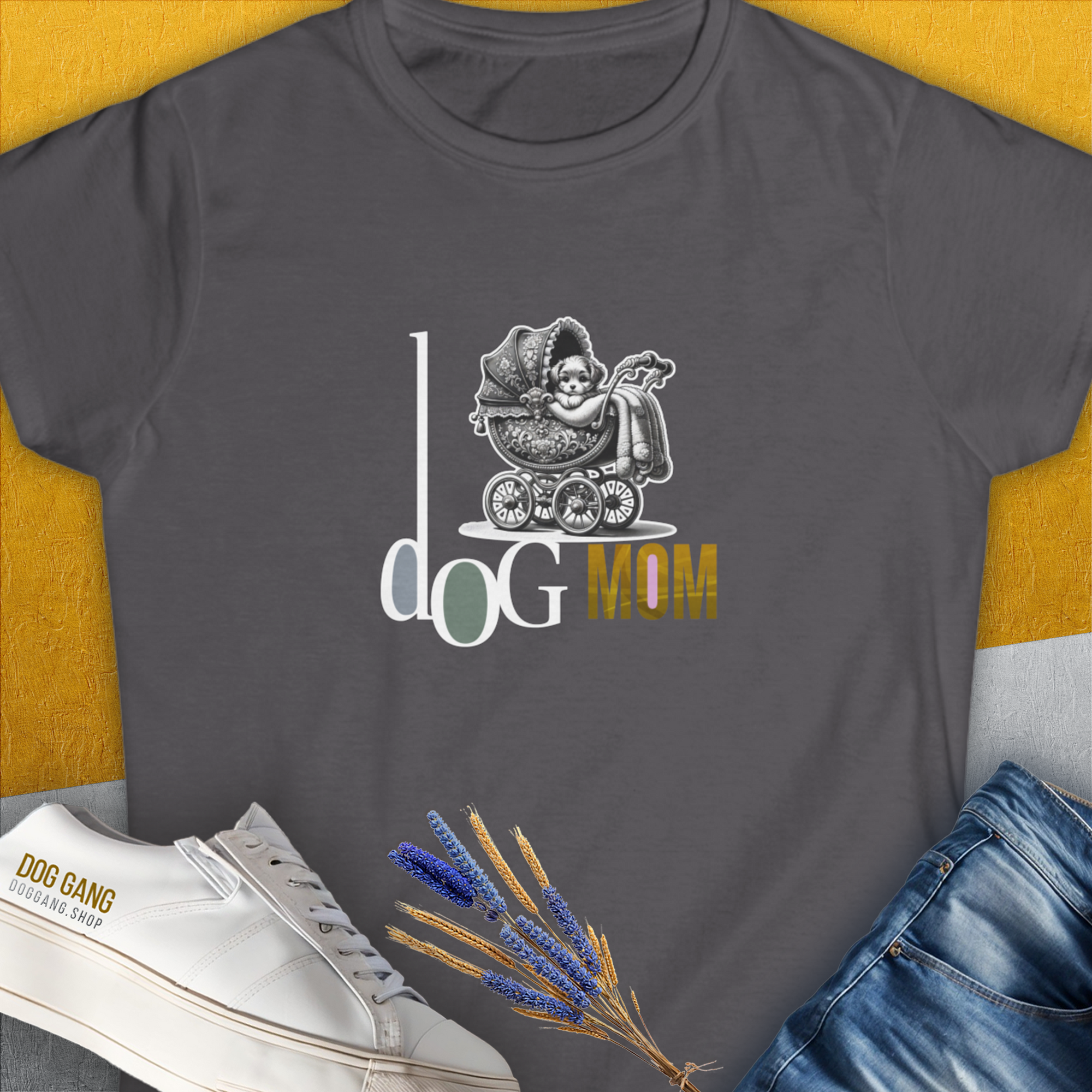 Dog Mom Series, Volume 5, Women's T-Shirt-Charcoal. A dog-themed Design from Dog Gang