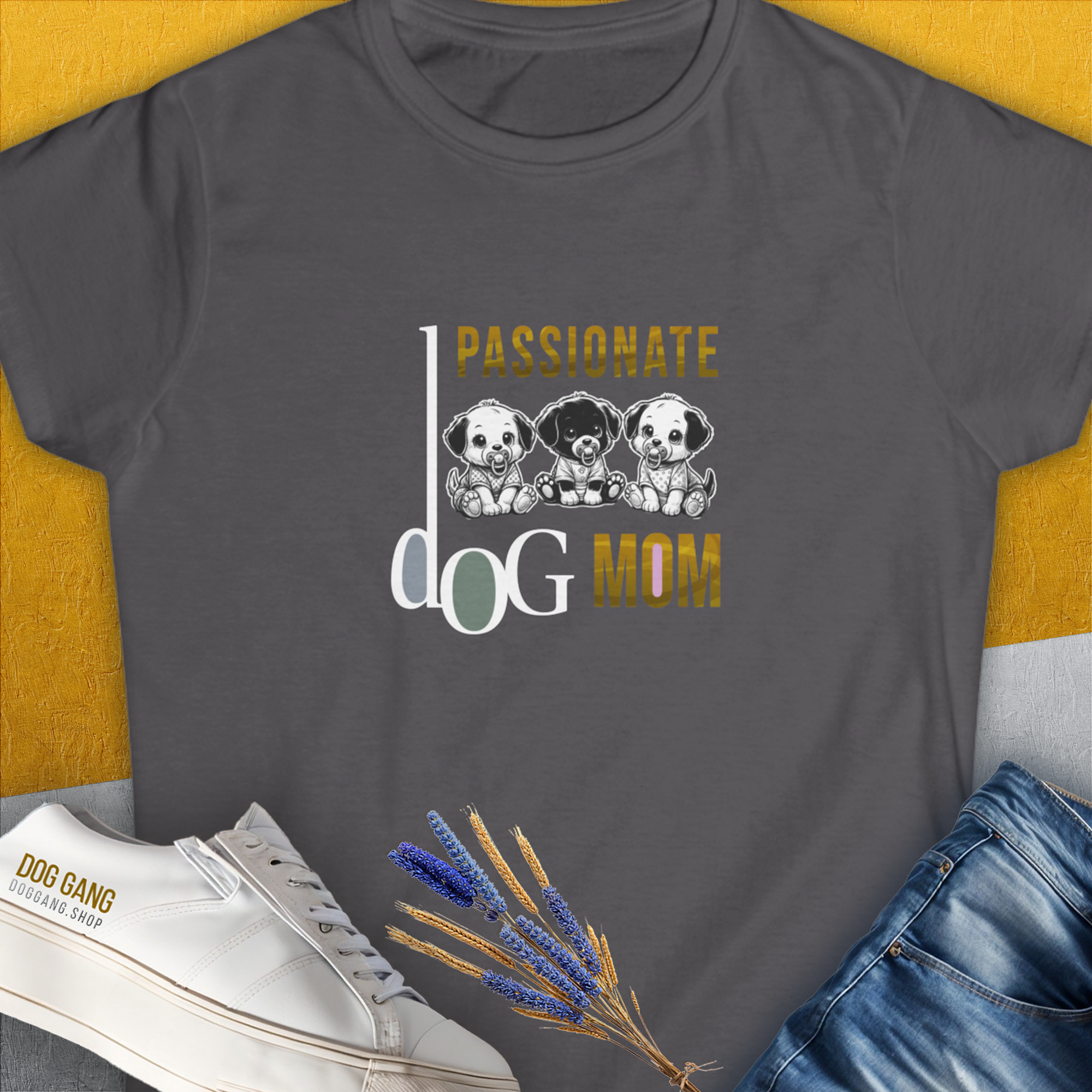 Dog Mom Series, Volume 6, Women's T-Shirt-Charcoal. A dog-themed Design from Dog Gang