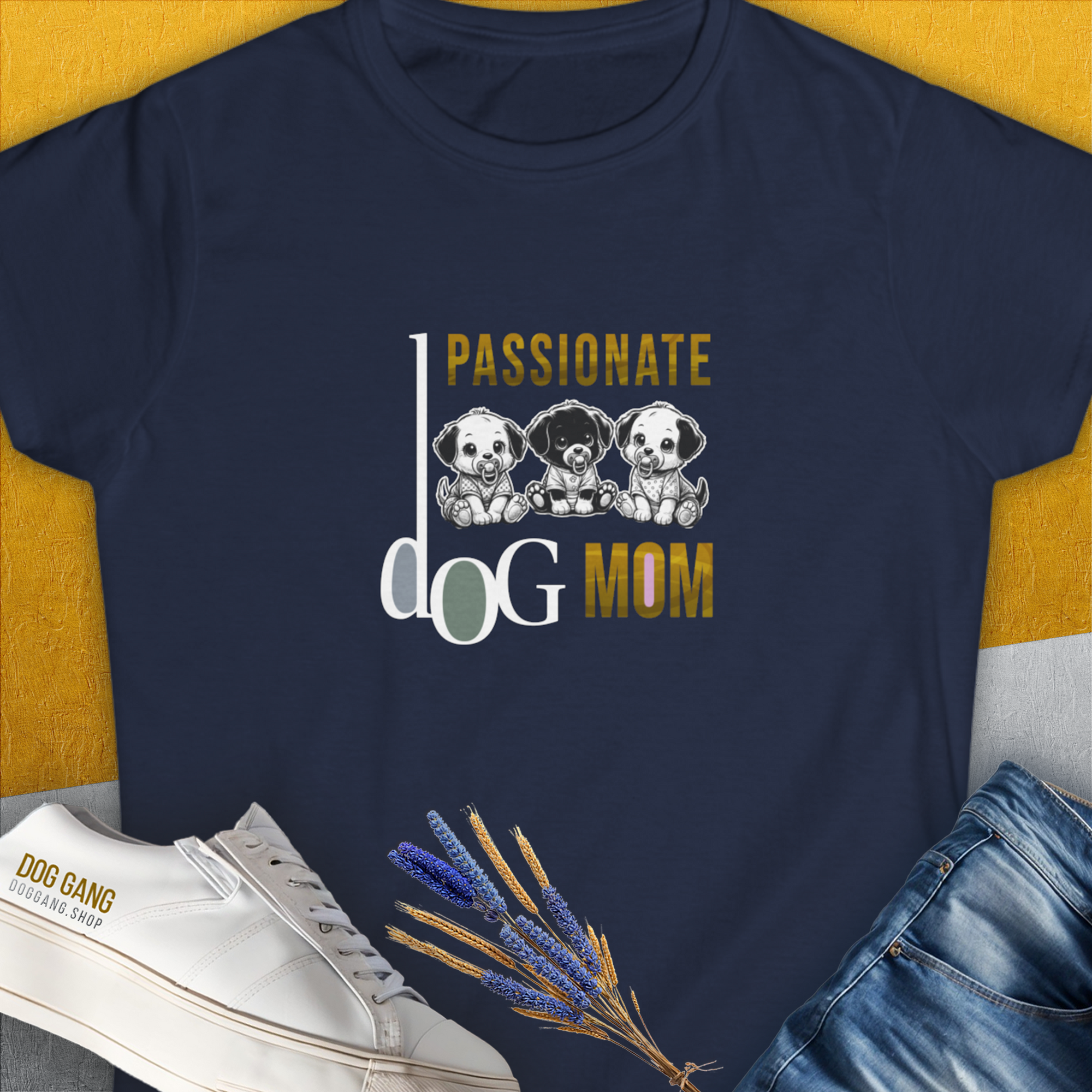 Dog Mom Series, Volume 6, Women&#39;s T-Shirt-Navy, a cool and stylish design with a funny saying from Dog Gang