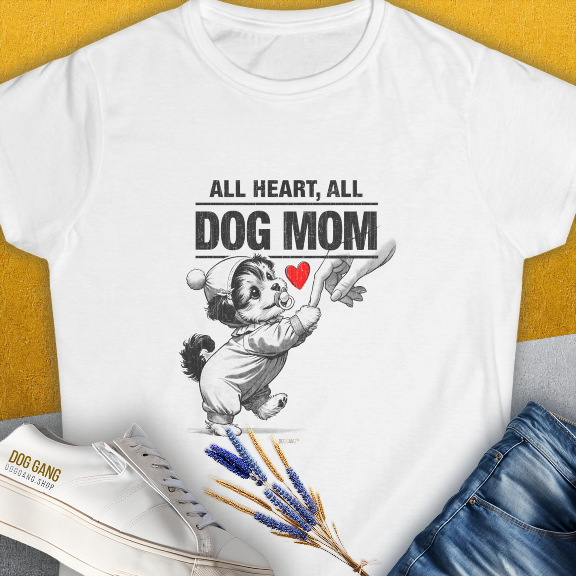 Dog Mom Series, Volume 9, Women's T-Shirt-White. For dog lovers and dog owners. Design by Dog Gang