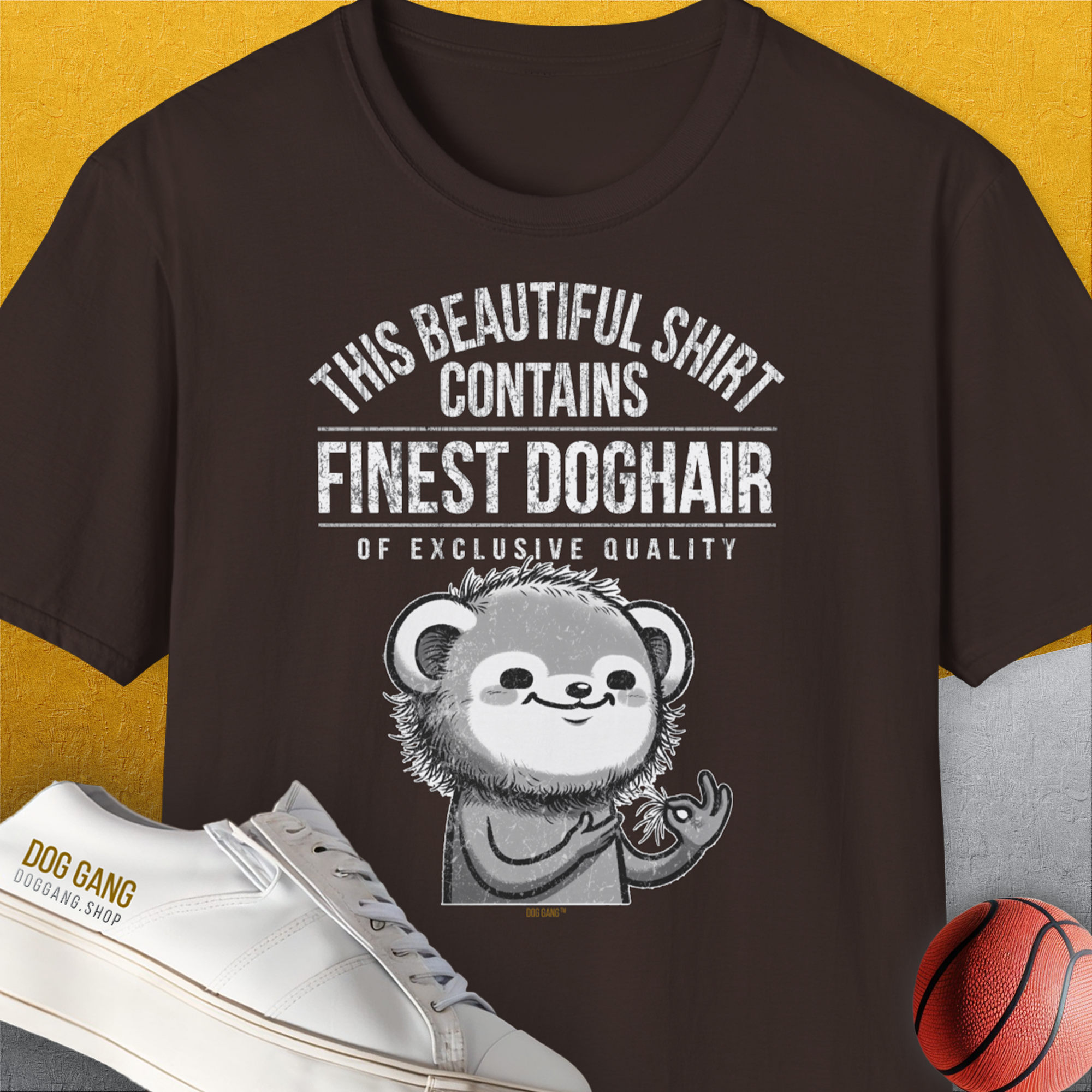 This Beautiful Shirt Contains Finest Dog Hair Of Exclusive Quality, Volume 2, Unisex T-Shirt-Dark Chocolate-originelles und lustiges Hundeshirt, Design by Dog Gang