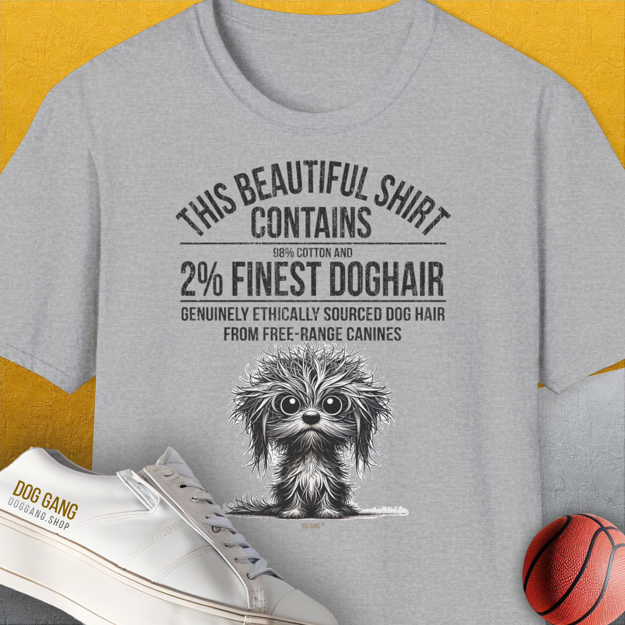 This Beautiful Shirt Contains Finest Dog Hair, Volume 3, Unisex T-Shirt-Sport Grey-bequemes Shirt mit lustigem Spruch für Hundebesitzer, Design by Dog Gang