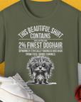 Das „This Beautiful Shirt Contains Finest Dog Hair, Volume 3, Unisex T-Shirt“ ist ein olivgrünes T-Shirt aus 100 % Baumwolle mit einer zotteligen Hundegrafik und einem lustigen Text über Hundehaare. Perfekt für Fans von Softstyle-Mode, passt es gut zu einem lässigen Look und weißen Schuhen für spaßigen Komfort.