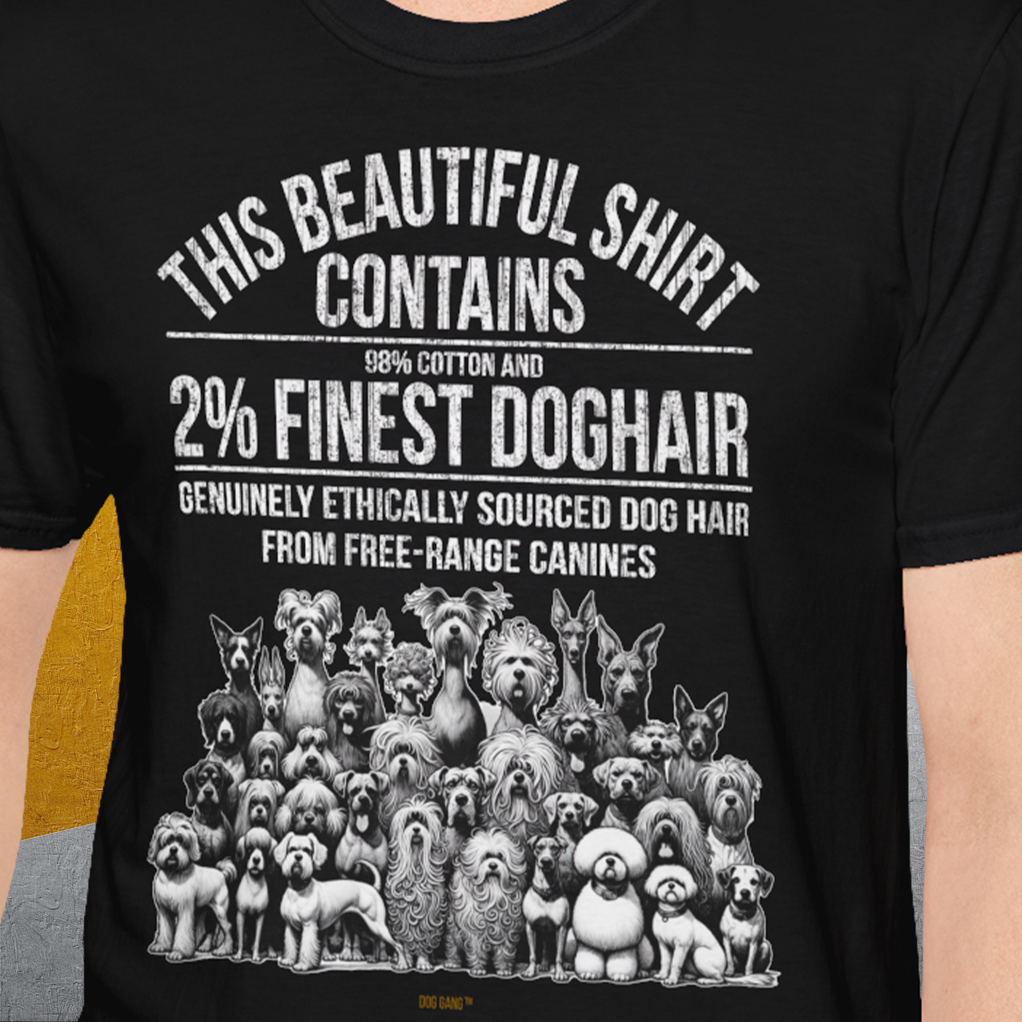 This Beautiful Shirt Contains Finest Dog Hair, Volume 5, Unisex T-Shirt-bequemes Softstyle - Tshirt. Lustiger Spruch mit Hund. Für Hundefreunde, in- und outdoor. Design by Dog Gang