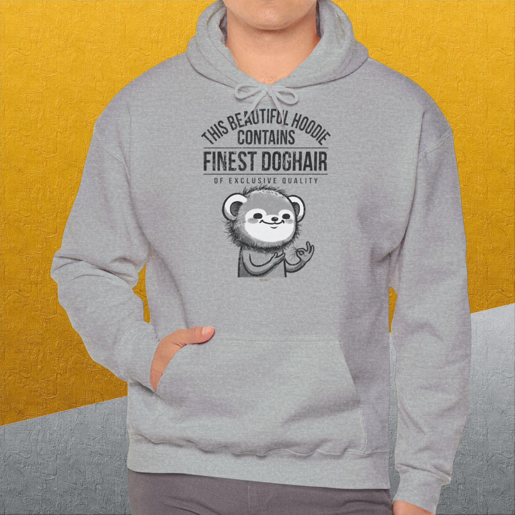 This Beautiful Hoodie Contains Finest Dog Hair Of Exclusive Quality, Volume 2, Unisex Hoodie-Kapuzensweatshirt für Hundefreunde, lustiger Spruch mit Hund, Design by Dog Gang