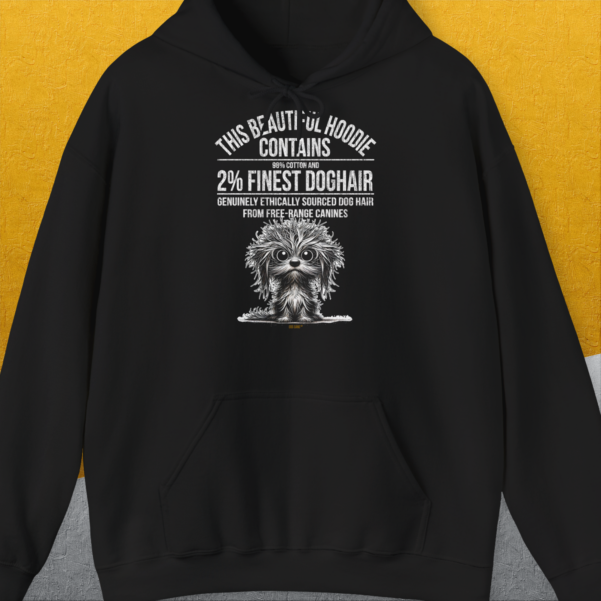This Beautiful Hoodie Contains Finest Dog Hair, Volume 3, Unisex Hoodie-Black-humorvolles Hundeshirt, lustiger Spruch mit Hund, Design by Dog Gang