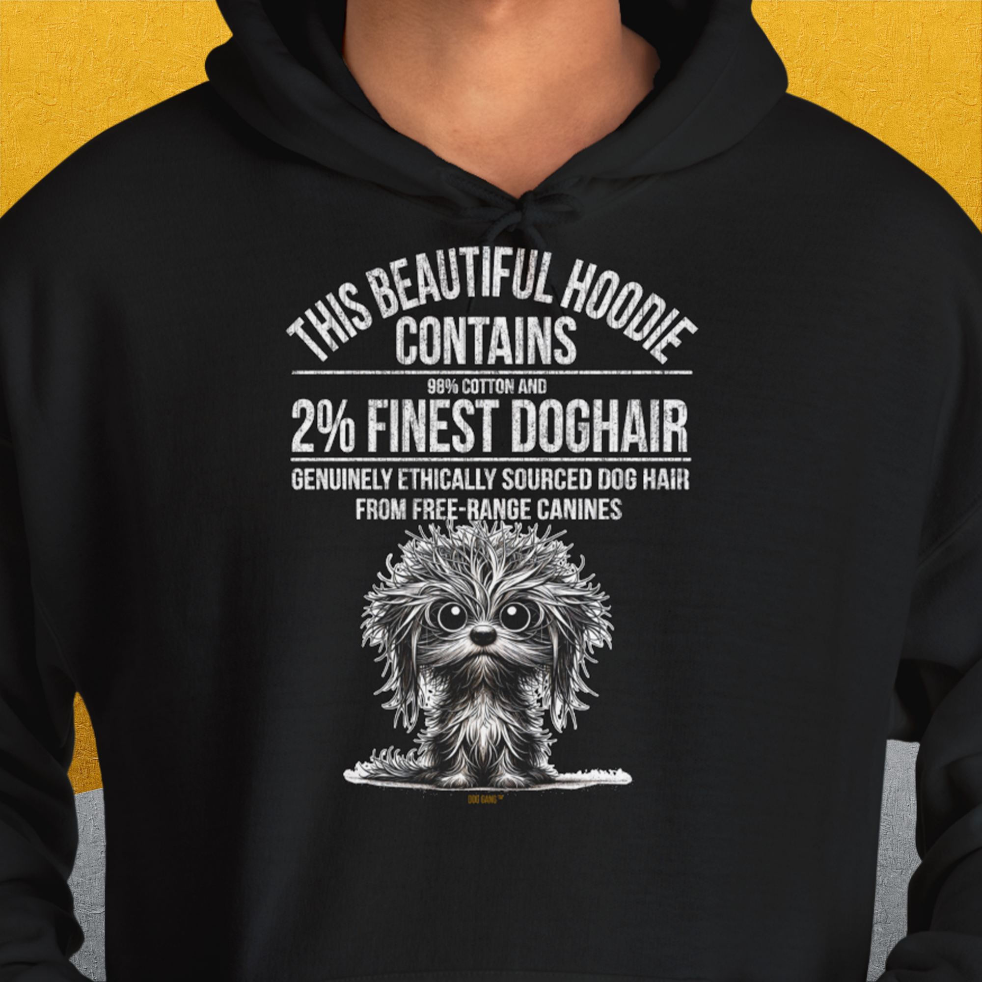 This Beautiful Hoodie Contains Finest Dog Hair, Volume 3, Unisex Hoodie-Kapuzi mit lustigem Spruch für Hundefreunde, Design by Dog Gang