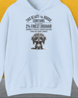This Beautiful Hoodie Contains Finest Dog Hair, Volume 3, Unisex Hoodie-Light Blue-bequemes Shirt mit lustigem Spruch für Hundebesitzer, Design by Dog Gang