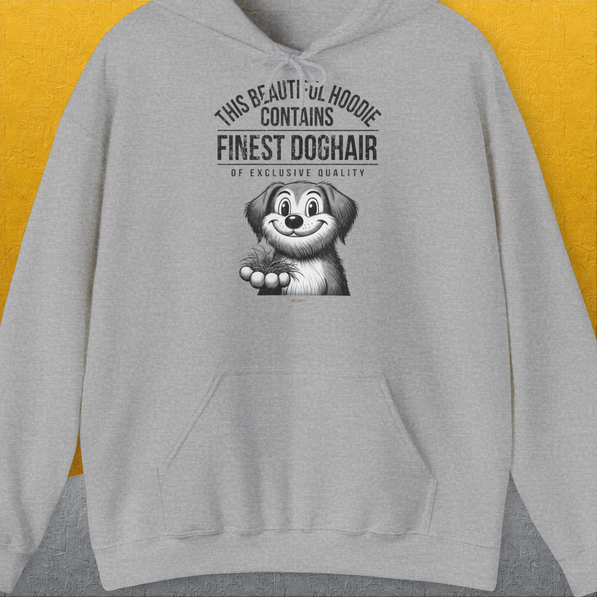 This Beautiful Hoodie Contains Finest Dog Hair Of Exclusive Quality, Volume 1, Unisex Hoodie-Sport Grey-witziges Shirt mit lustigem Spruch für Hundefreund, Design by Dog Gang