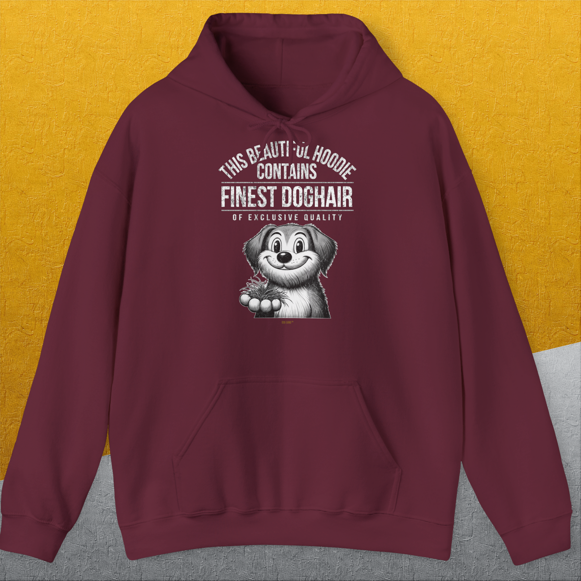 This Beautiful Hoodie Contains Finest Dog Hair Of Exclusive Quality, Volume 1, Unisex Hoodie-Kapuzi mit lustigem Spruch für Hundefreunde, Design by Dog Gang