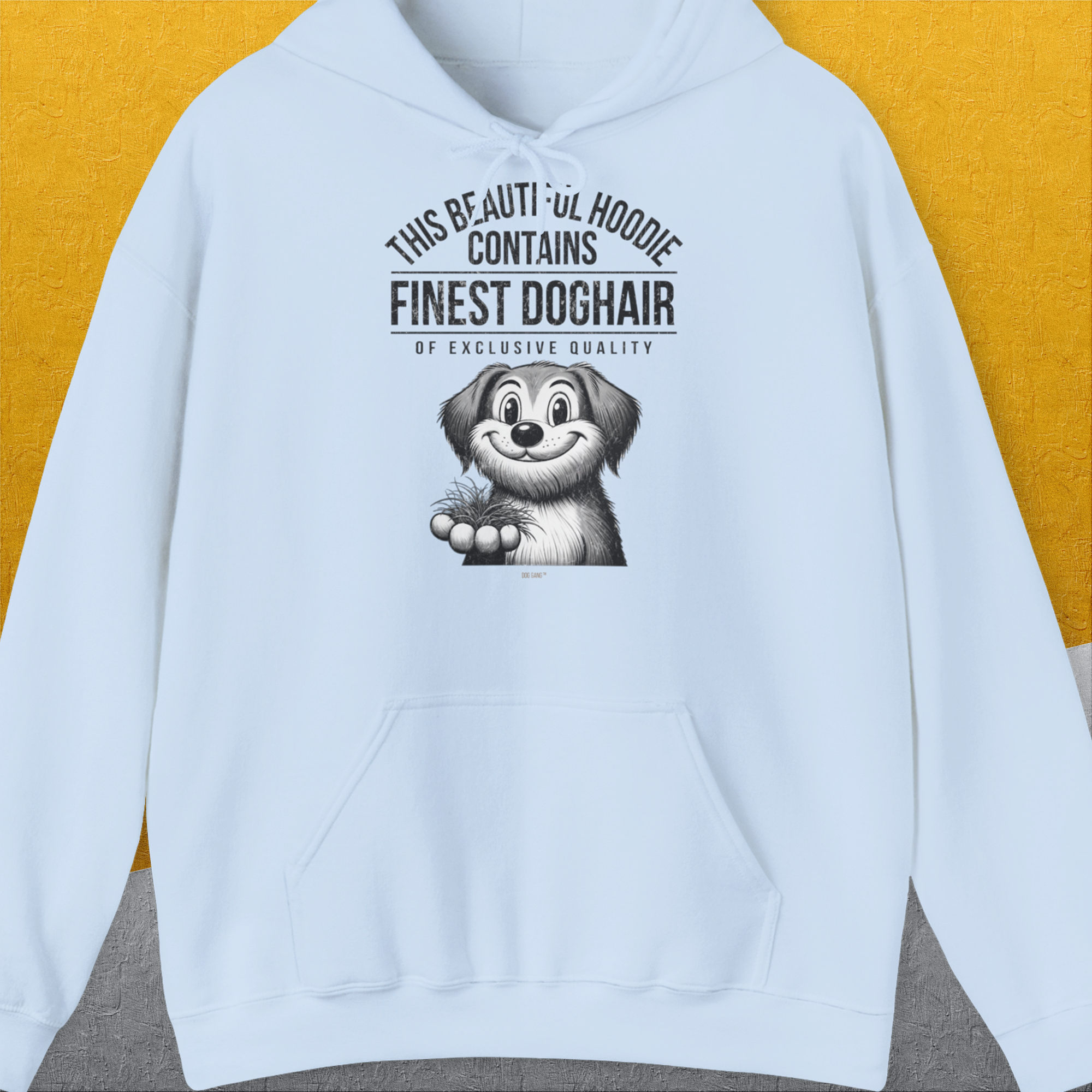 This Beautiful Hoodie Contains Finest Dog Hair Of Exclusive Quality, Volume 1, Unisex Hoodie-Light Blue-originelles und lustiges Hundeshirt, Design by Dog Gang