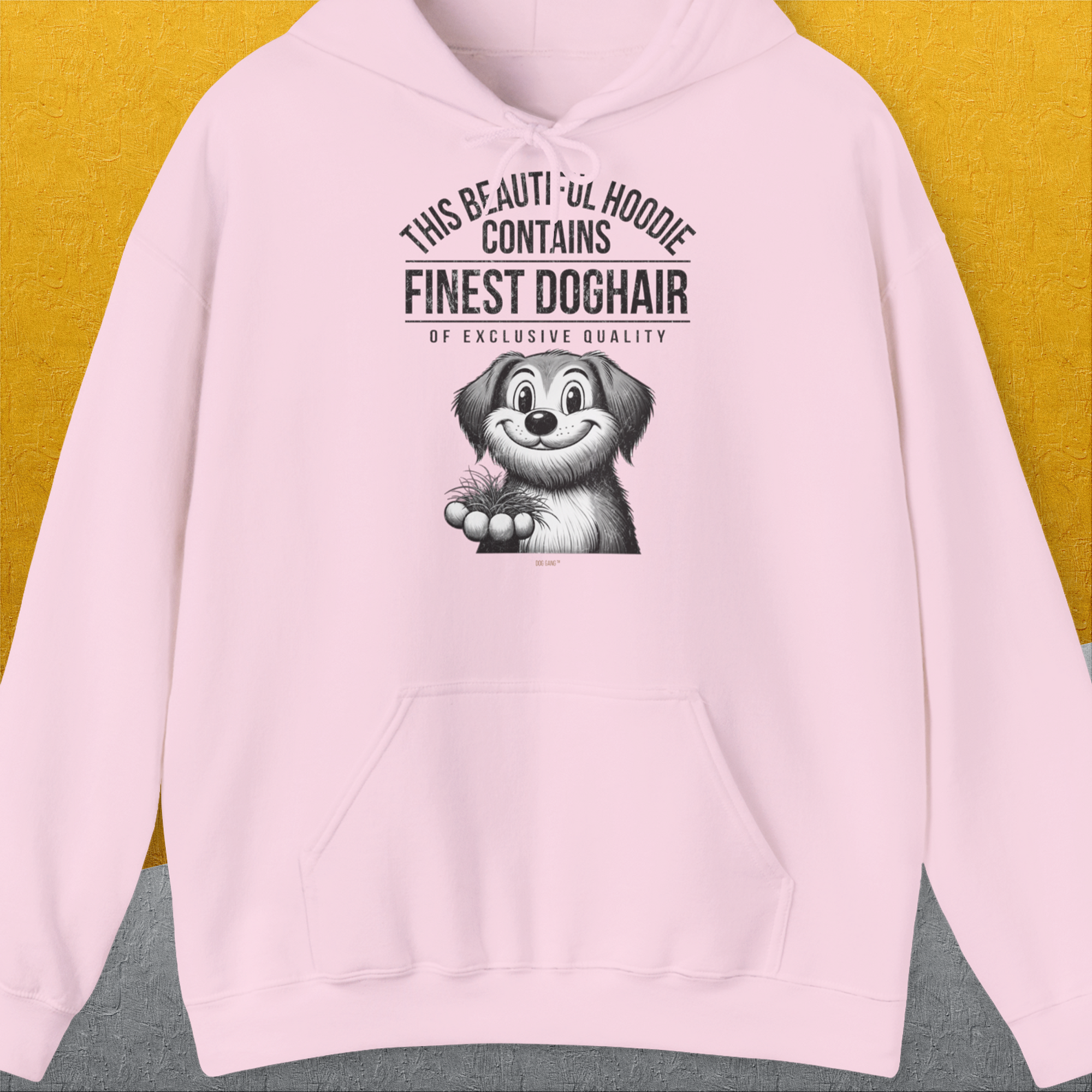 This Beautiful Hoodie Contains Finest Dog Hair Of Exclusive Quality, Volume 1, Unisex Hoodie-Light Pink-lustiger Spruch auf bequemen Shirt für Hundeliebhaber, Design by Dog Gang