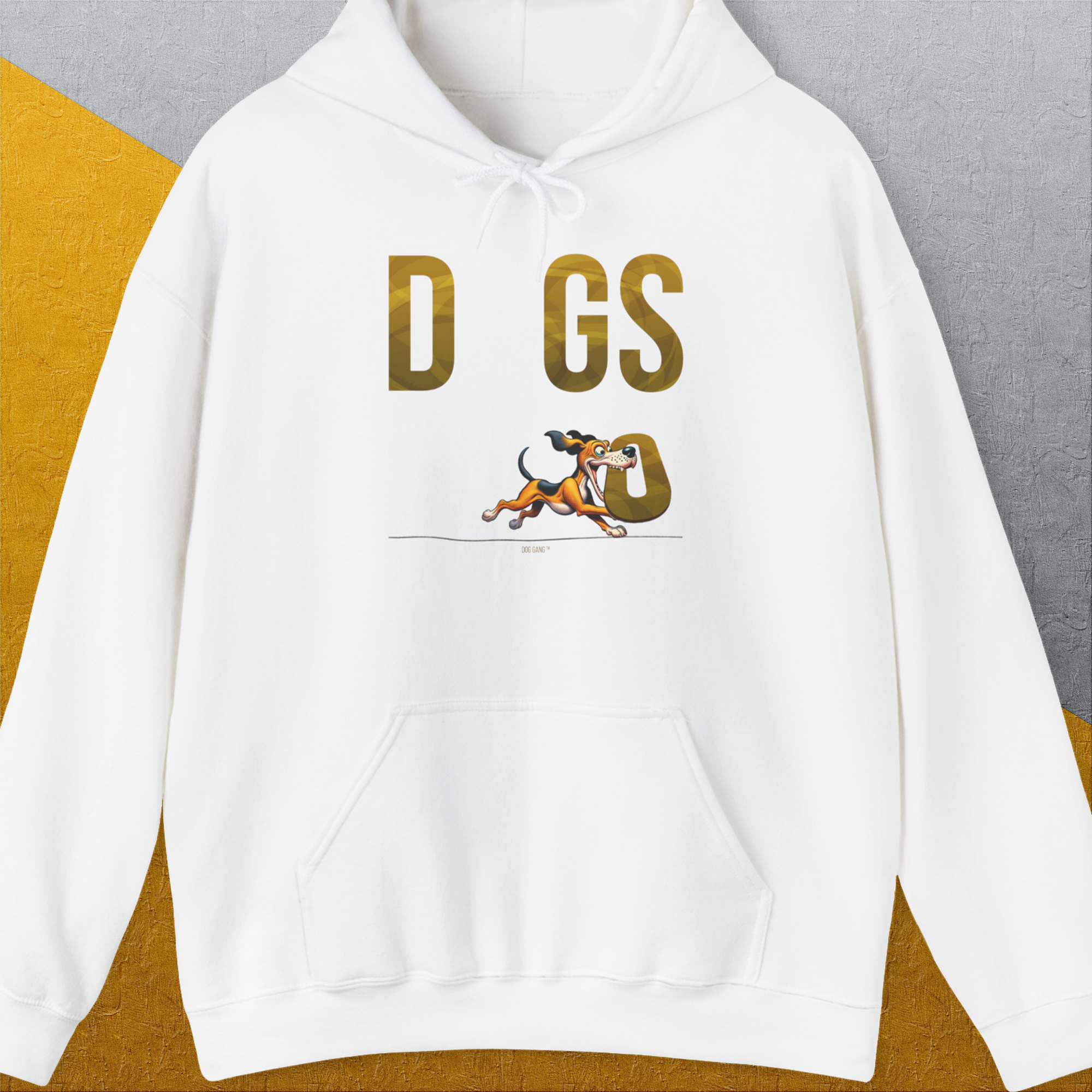 DOGS Series (D-GS), Volume 1, Unisex Hoodie-White, a cool and stylish design with a funny saying from Dog Gang