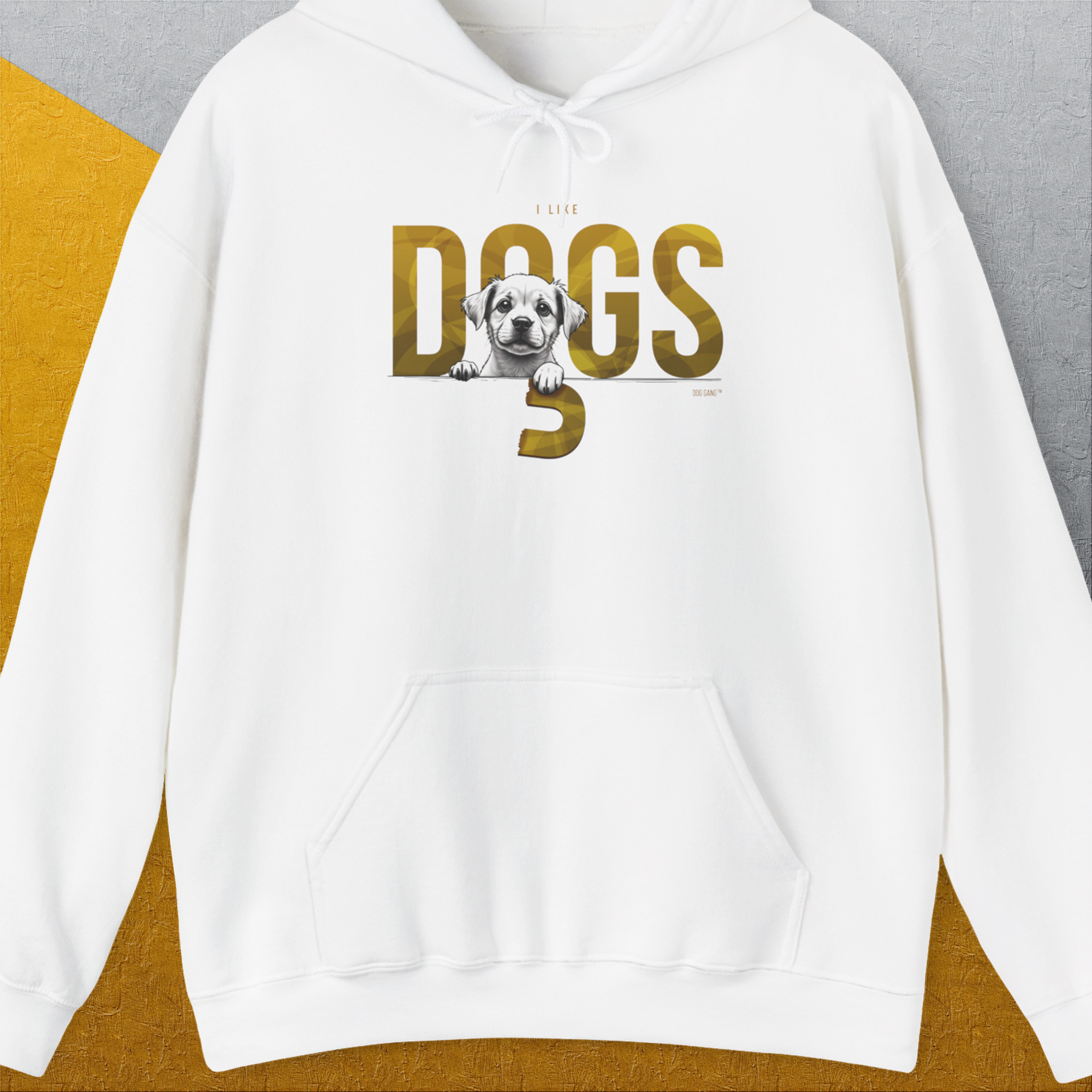 DOGS Series (D-GS), Volume 3, Unisex Hoodie-White, a cool and stylish design with a funny saying from Dog Gang