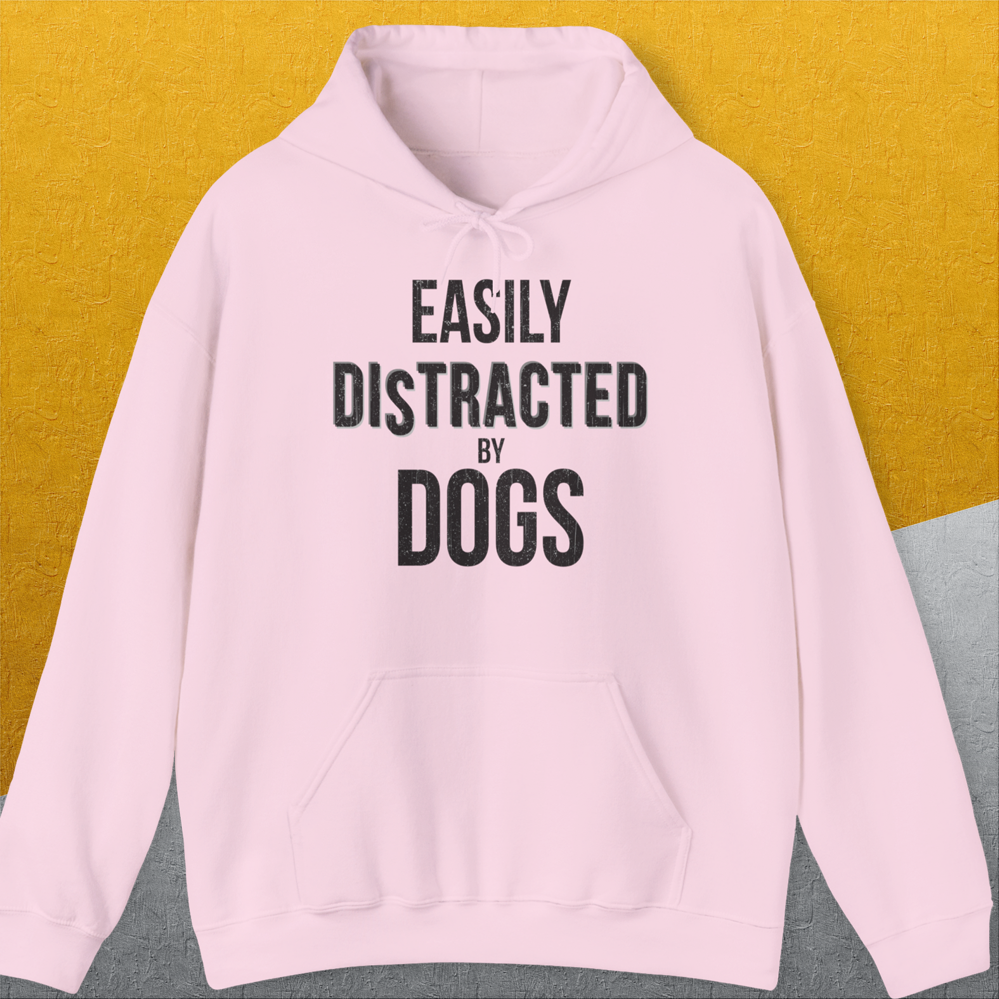 Easily Distracted By Dogs Series, Volume 4, Unisex Hoodie-Light Pink. A perfect gift for dog lovers and dog owners. Design by Dog Gang
