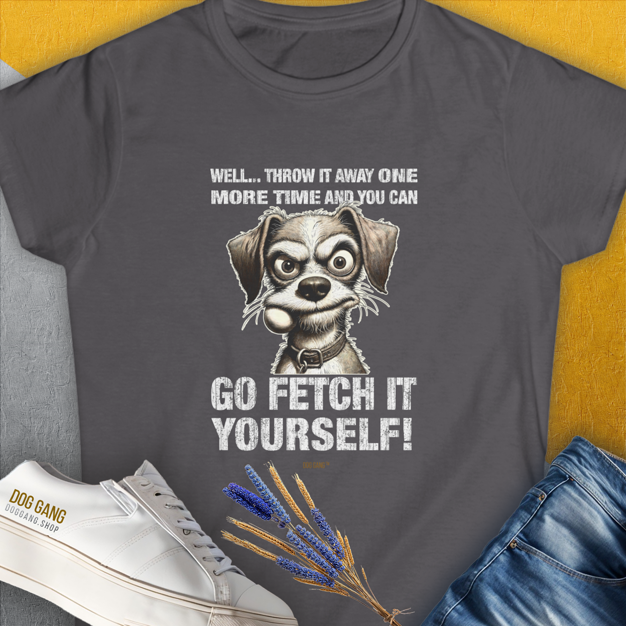 Go Fetch It Yourself Series, Volume 4, Women's T-Shirt-Charcoal. A dog-themed Design from Dog Gang