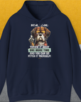 Go Fetch It Yourself Series, Volume 2, Unisex Hoodie-Navy-lustiger Spruch mit Hund auf weichem Kapuzenpulli für in- und outdoor. Design by Dog Gang