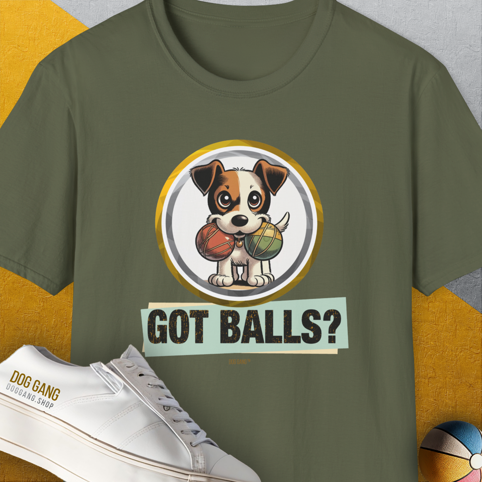 Got Balls? Volume 5, Unisex T-Shirt-Military Green, Design by Dog Gang