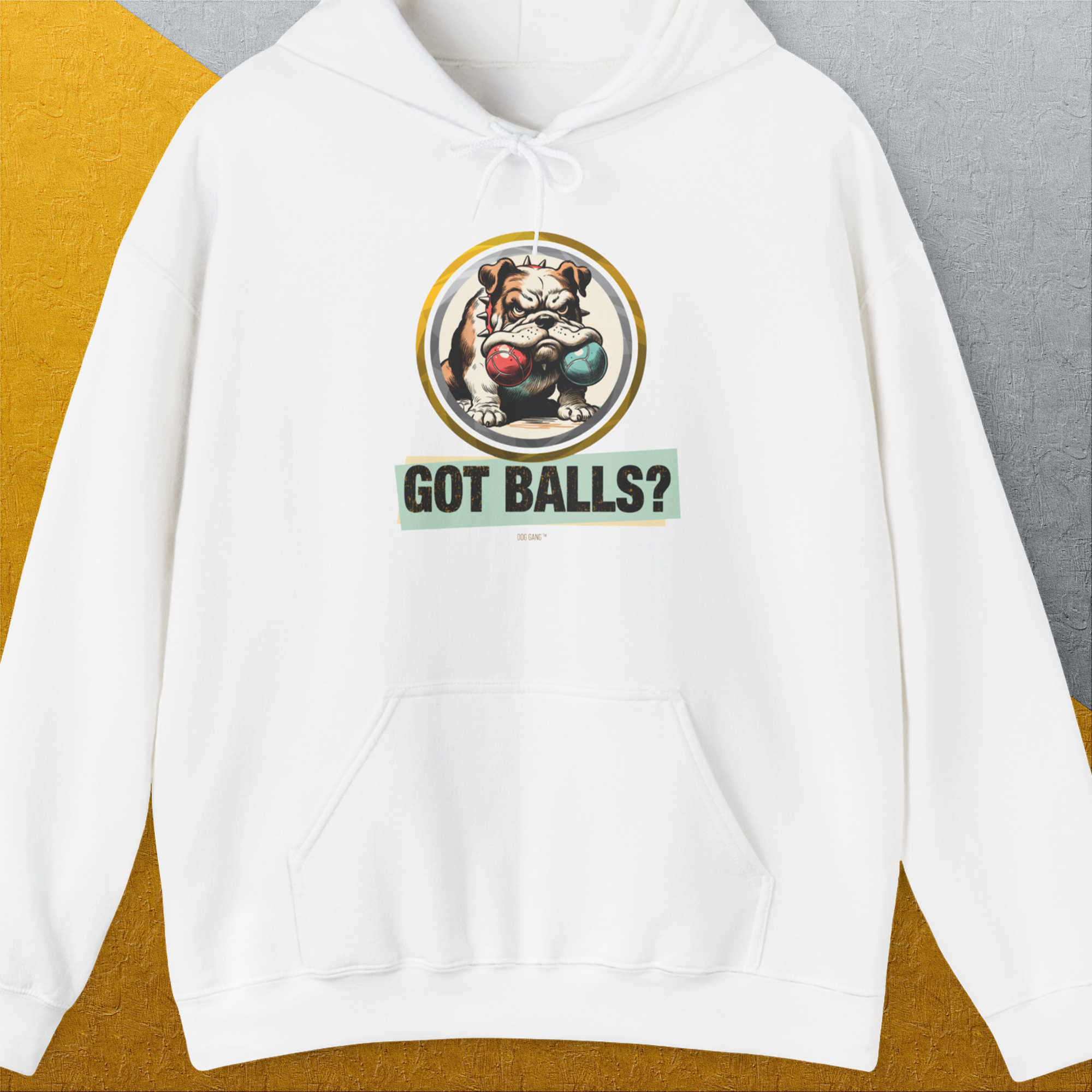 Got Balls? Volume 1, Unisex Hoodie-White, a cool and stylish design with a funny saying from Dog Gang