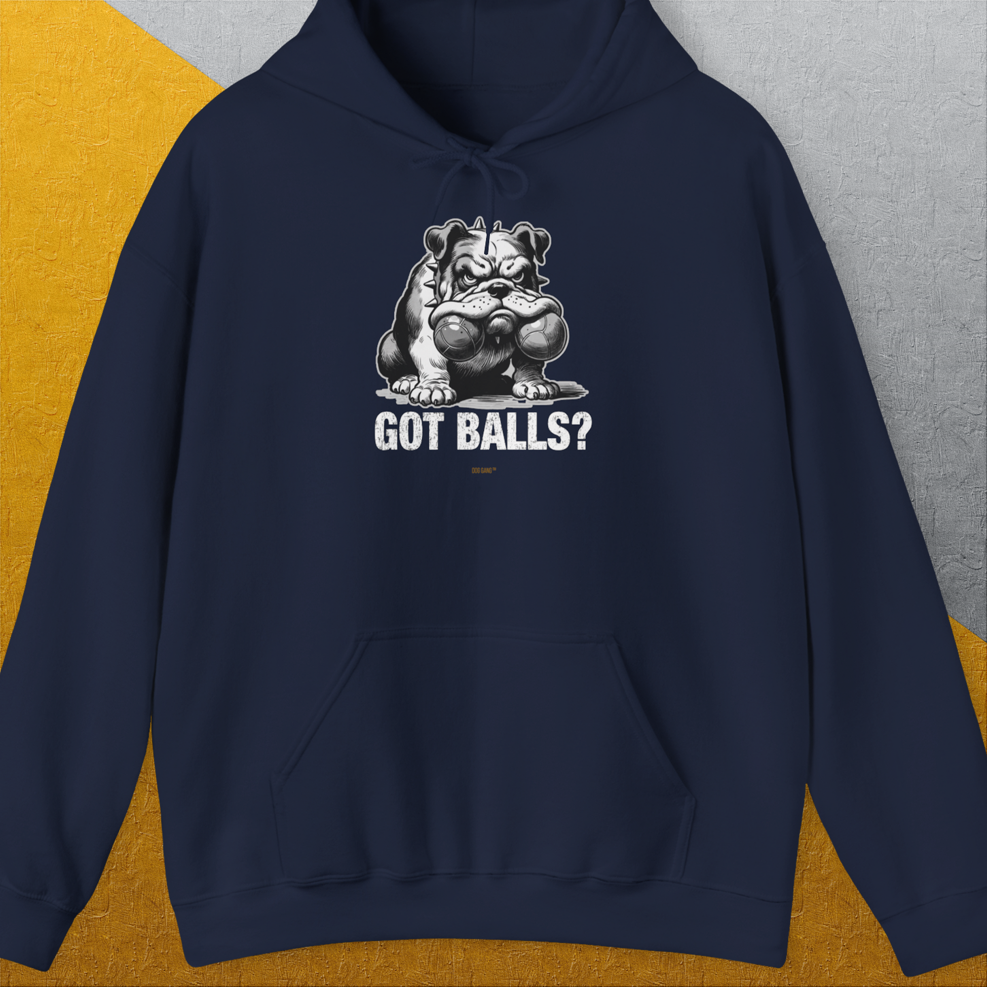 Got Balls? Volume 3, Unisex Hoodie-Navy, a cool and stylish design with a funny saying from Dog Gang