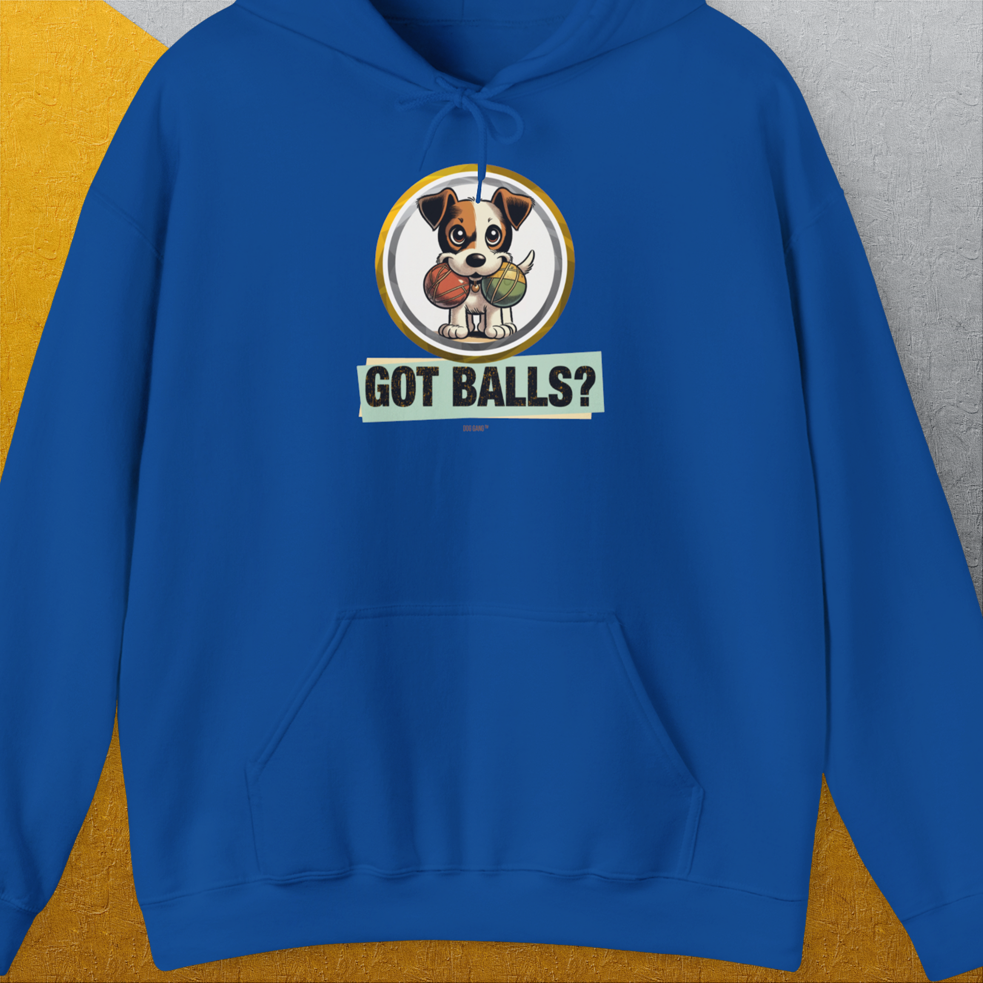 Got Balls? Volume 5, Unisex Hoodie-Royal. A perfect gift for dog lovers and dog owners. Design by Dog Gang