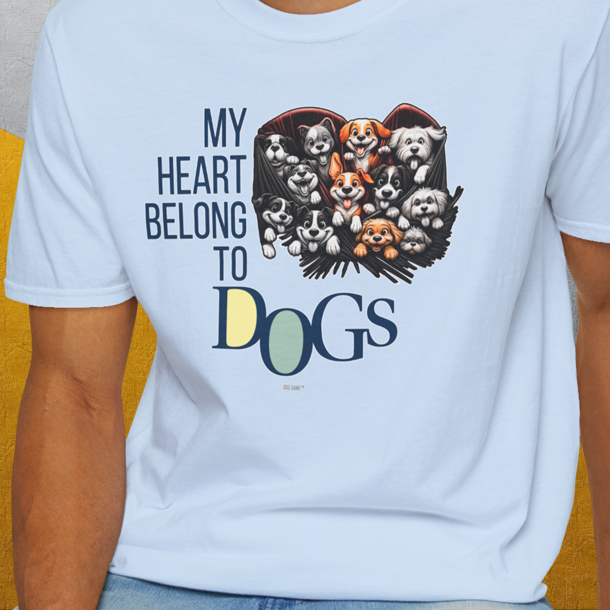 My Heart Belong To Dogs, Volume 1, Unisex T-Shirt-. For dog lovers and dog owners. Design by Dog Gang