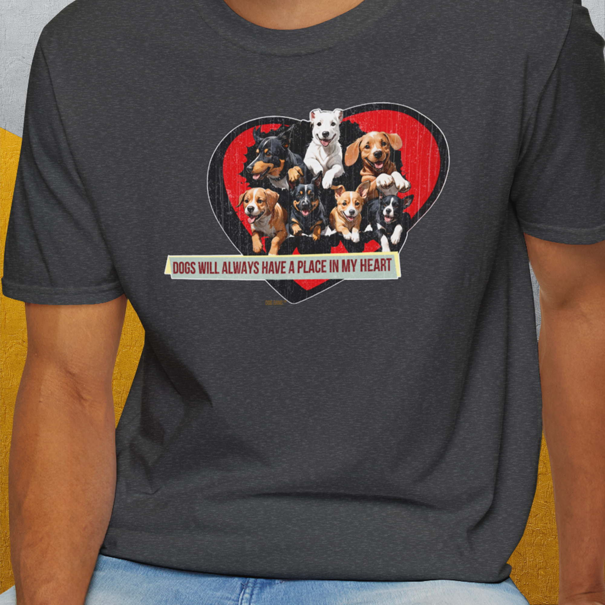 My Heart Belong To Dogs (dogs will always have a place in my heart), Volume 2, Unisex T-Shirt-. A dog-themed Design from Dog Gang