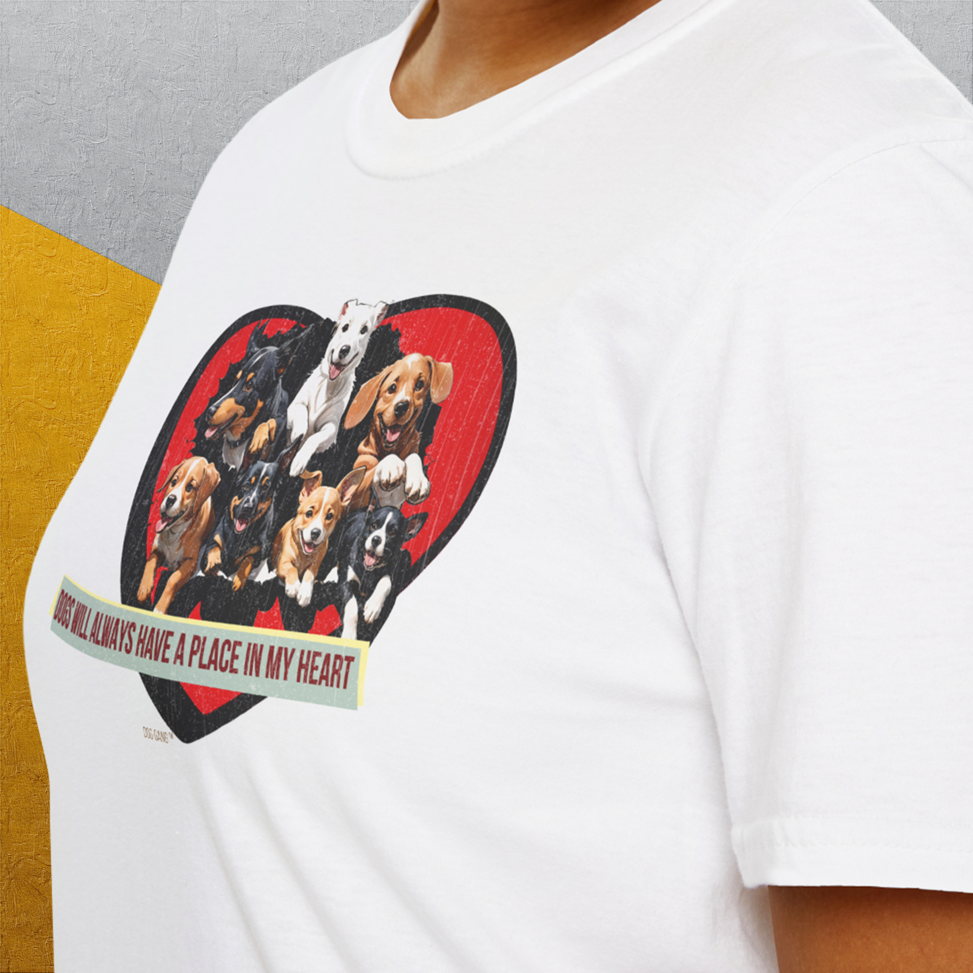 My Heart Belong To Dogs (dogs will always have a place in my heart), Volume 2, Unisex T-Shirt-. A perfect gift for dog lovers and dog owners. Design by Dog Gang