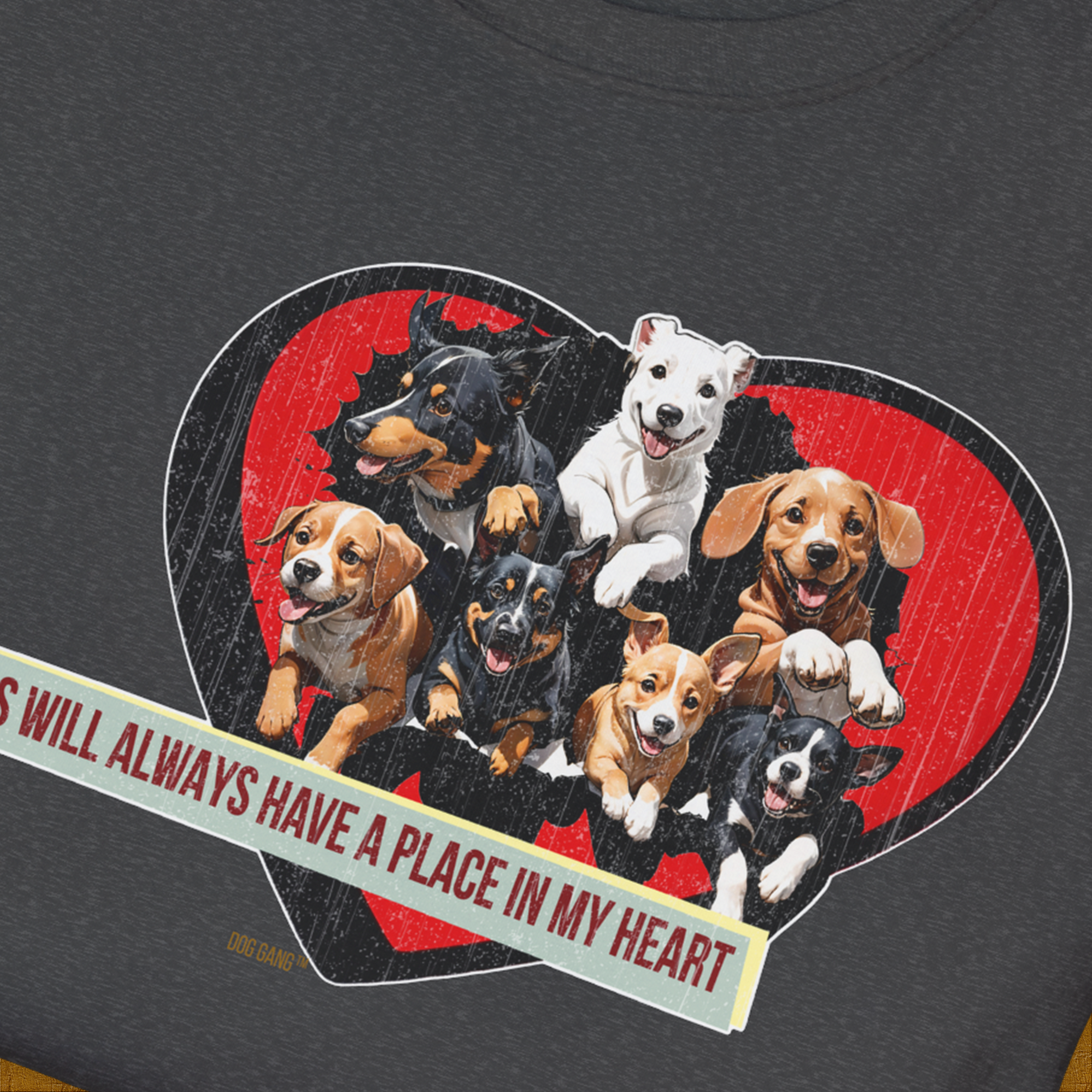 My Heart Belong To Dogs (dogs will always have a place in my heart), Volume 2, Unisex T-Shirt-. A dog-themed Design from Dog Gang