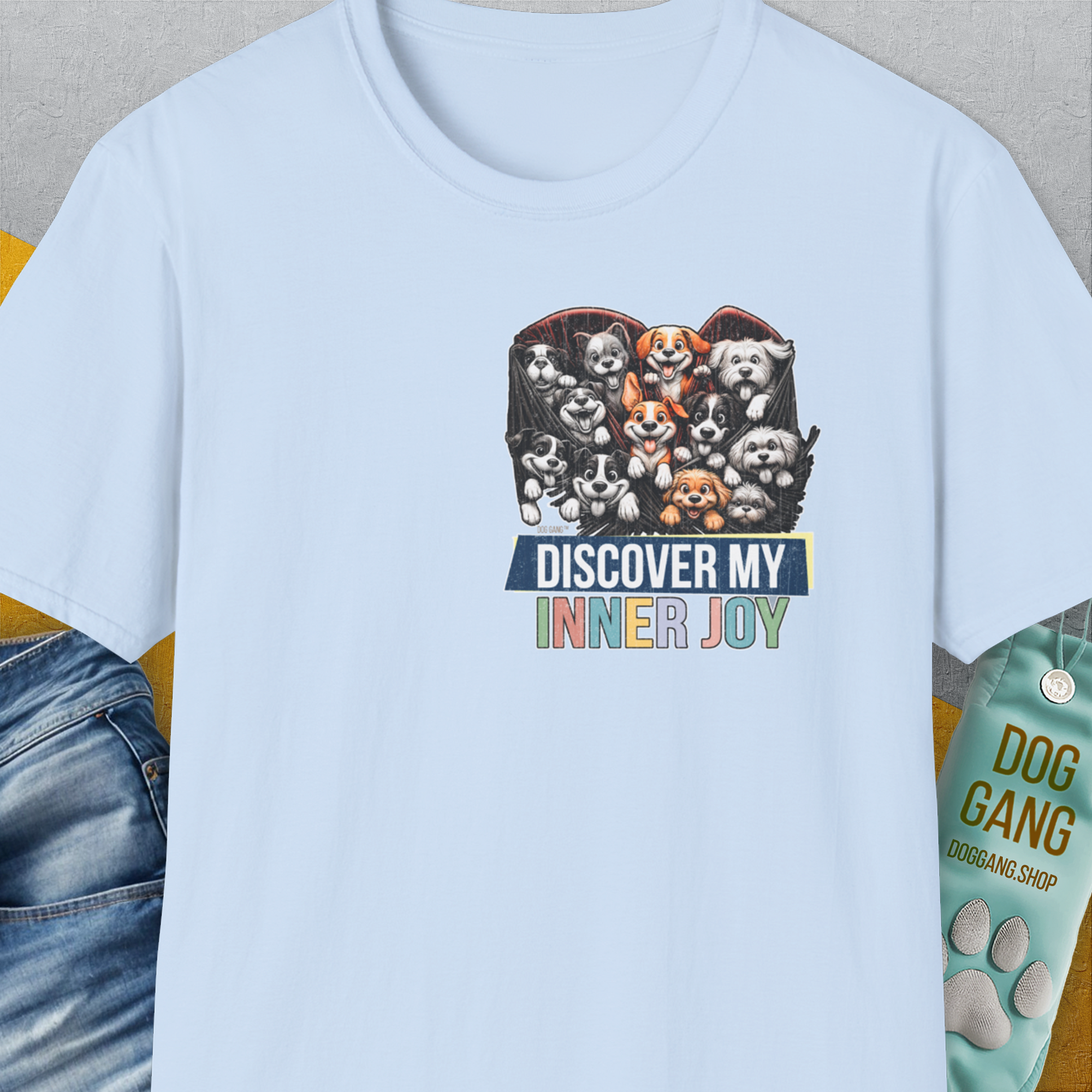 My Heart Belong To Dogs (discover my inner joy), Volume 3, Unisex T-Shirt-Light Blue. A perfect gift for dog lovers and dog owners. Design by Dog Gang