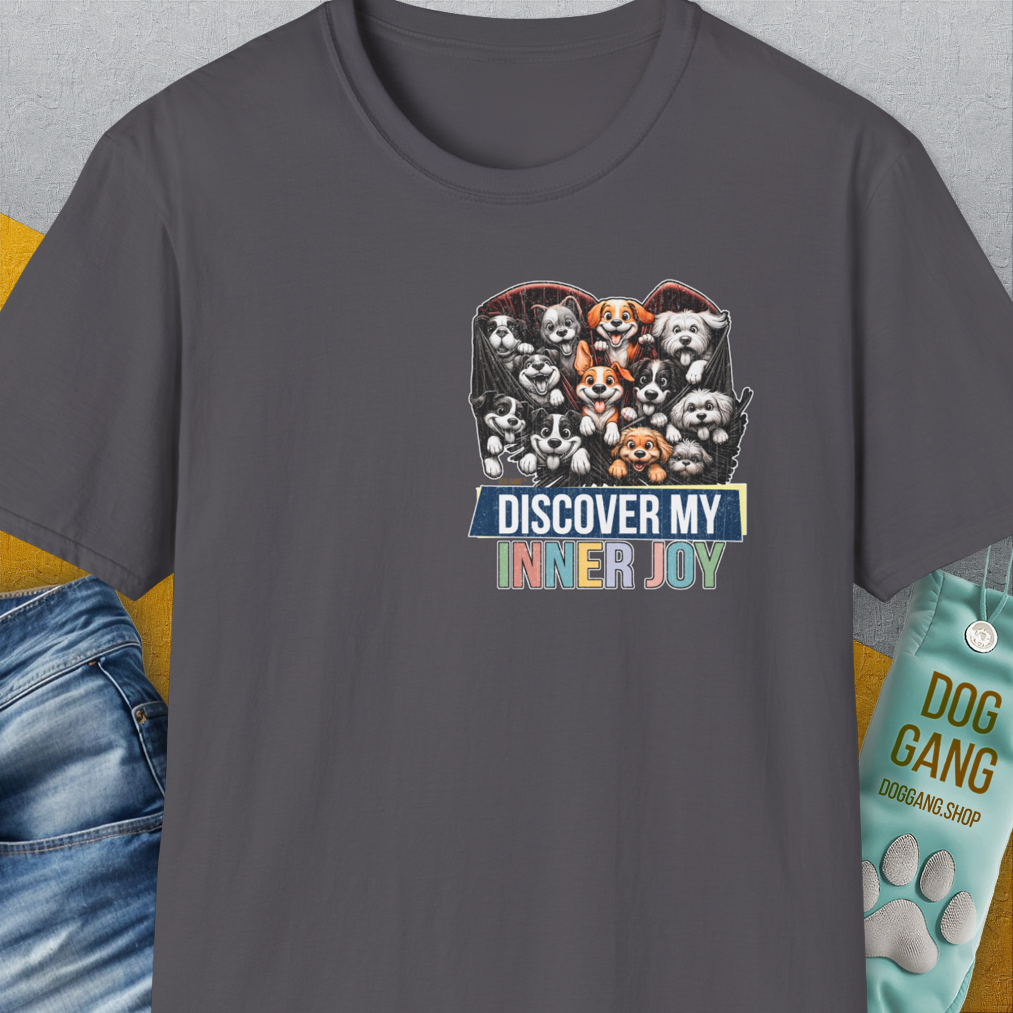 My Heart Belong To Dogs (discover my inner joy), Volume 3, Unisex T-Shirt-Charcoal, Design by Dog Gang