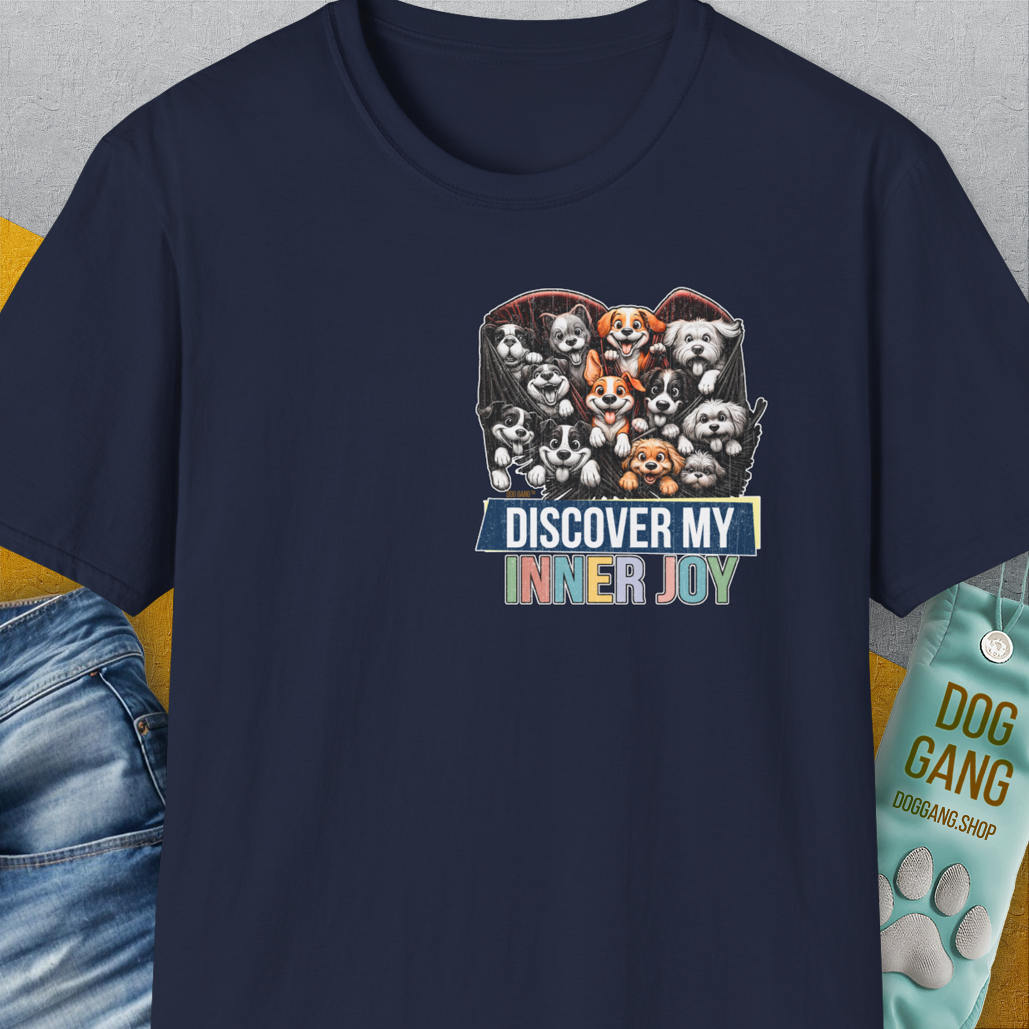My Heart Belong To Dogs (discover my inner joy), Volume 3, Unisex T-Shirt-Navy, Design by Dog Gang