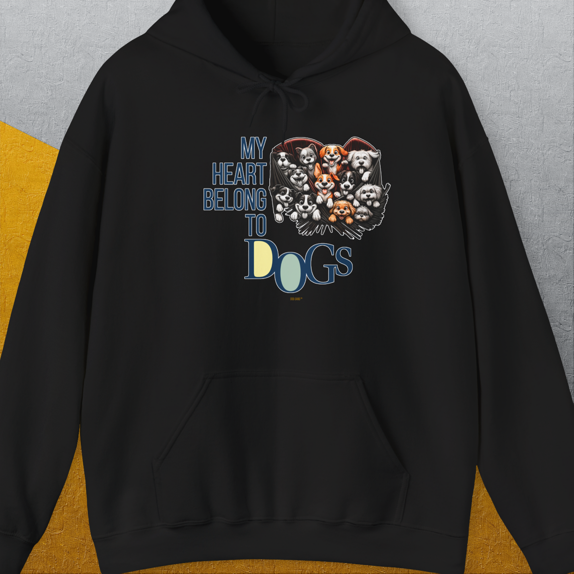 My Heart Belong To Dogs, Volume 1, Unisex Hoodie-Black, Design by Dog Gang