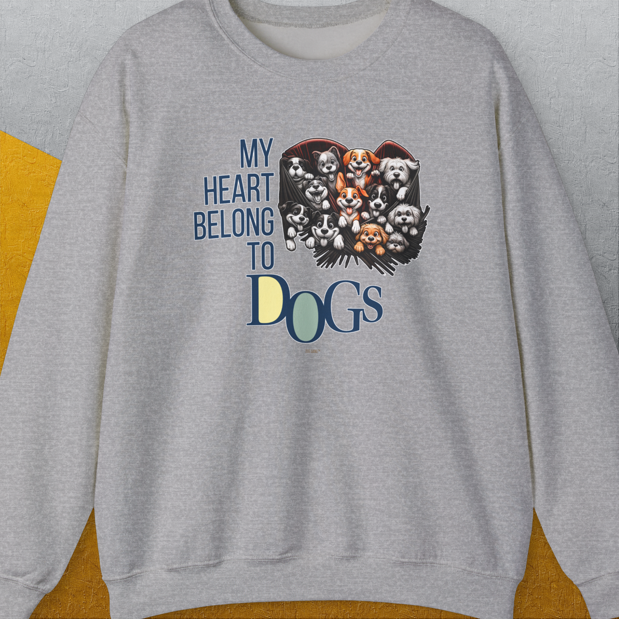 My Heart Belong To Dogs, Volume 1, Unisex Sweatshirt-Sport Grey, Design by Dog Gang