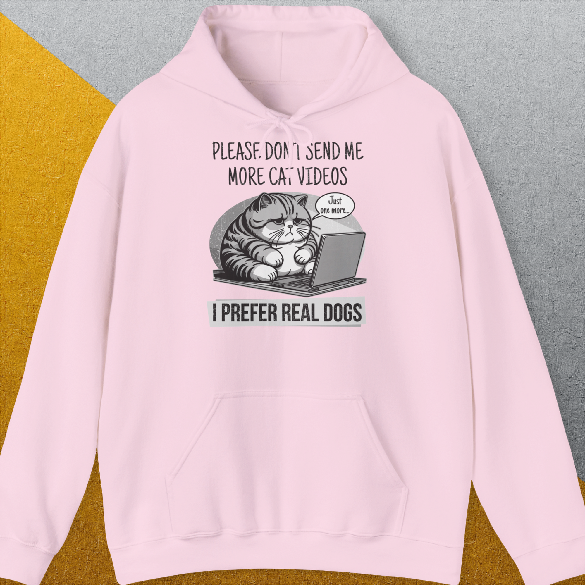 Cat Videos Series, Volume 1, Unisex Hoodie-Light Pink-lustiger Spruch mit Hund auf weichem Kapuzenpulli für in- und outdoor. Design by Dog Gang