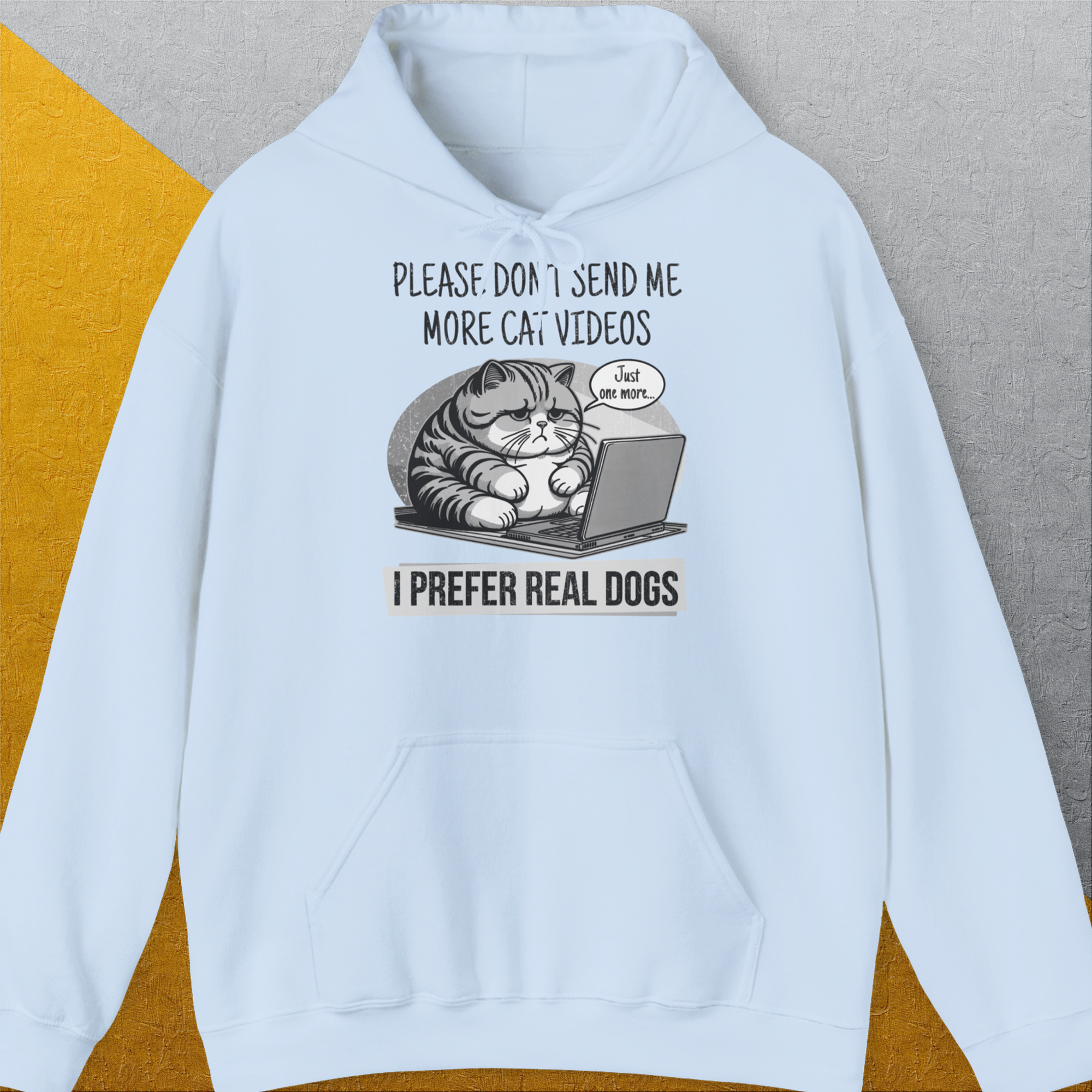 Cat Videos Series, Volume 1, Unisex Hoodie-Light Blue- Lustiger Spruch mit Hund. Bequemes und weiches Kapuzen-Sweatshirt. Für Hundefreunde, in- und outdoor. Design by Dog Gang