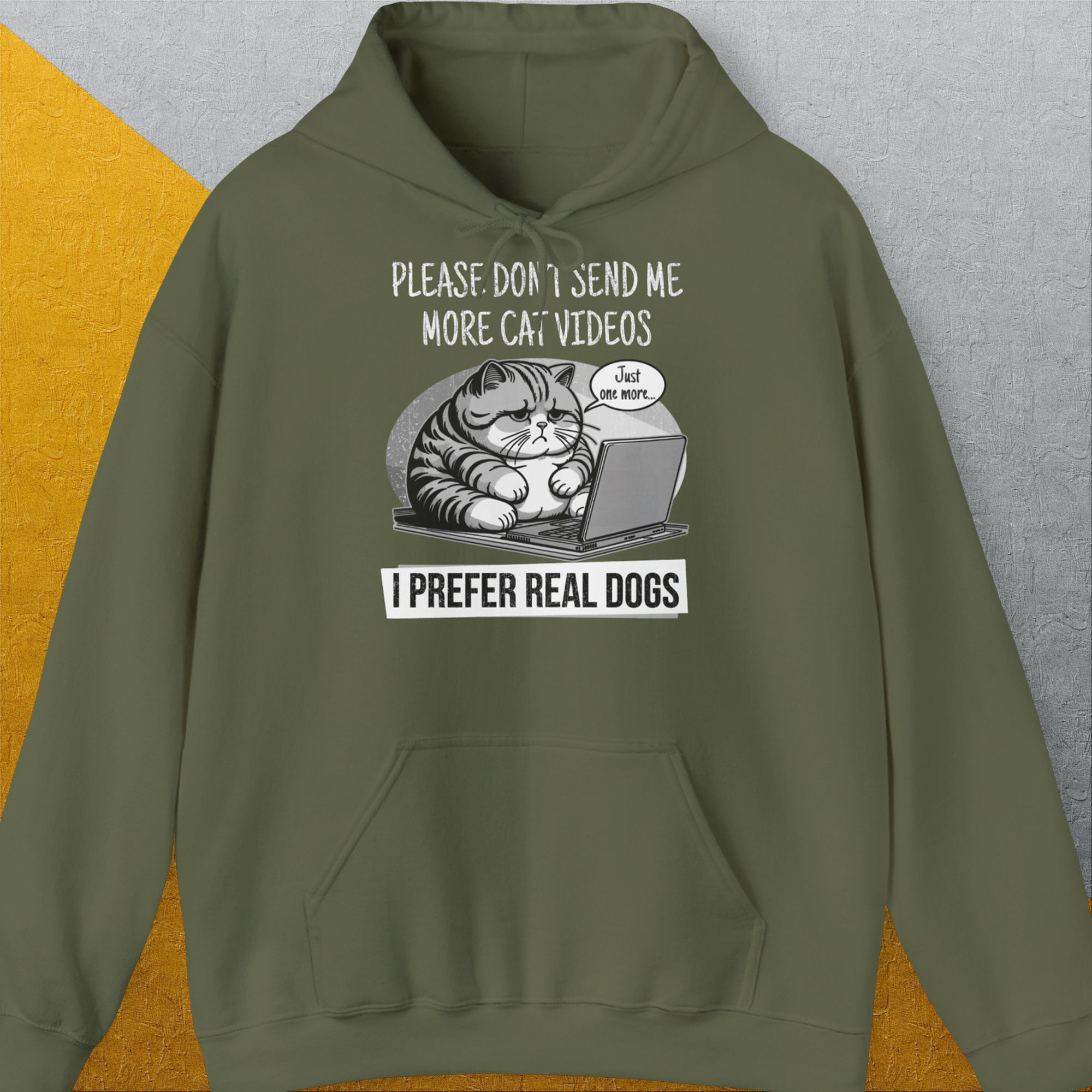 Cat Videos Series, Volume 1, Unisex Hoodie-Military Green-origineller und witziger Kapuzenpulli mit Hund, Design by Dog Gang