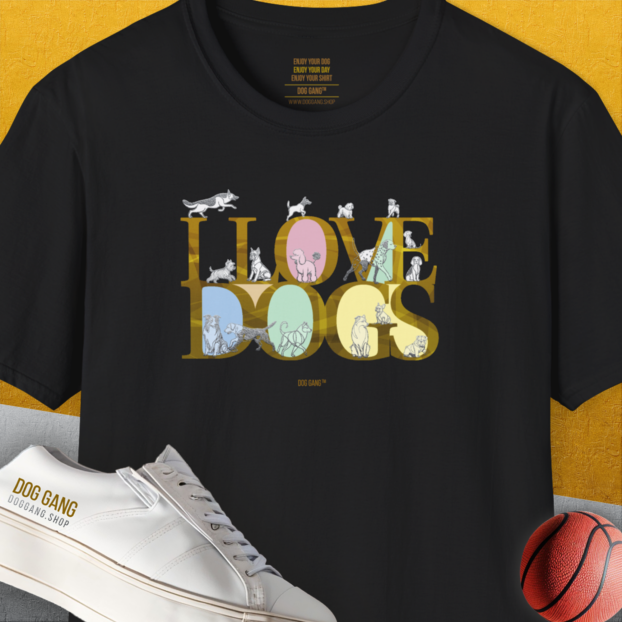 I Love Dogs - Series I, Volume 10, Unisex T-Shirt-Black, Design by Dog Gang