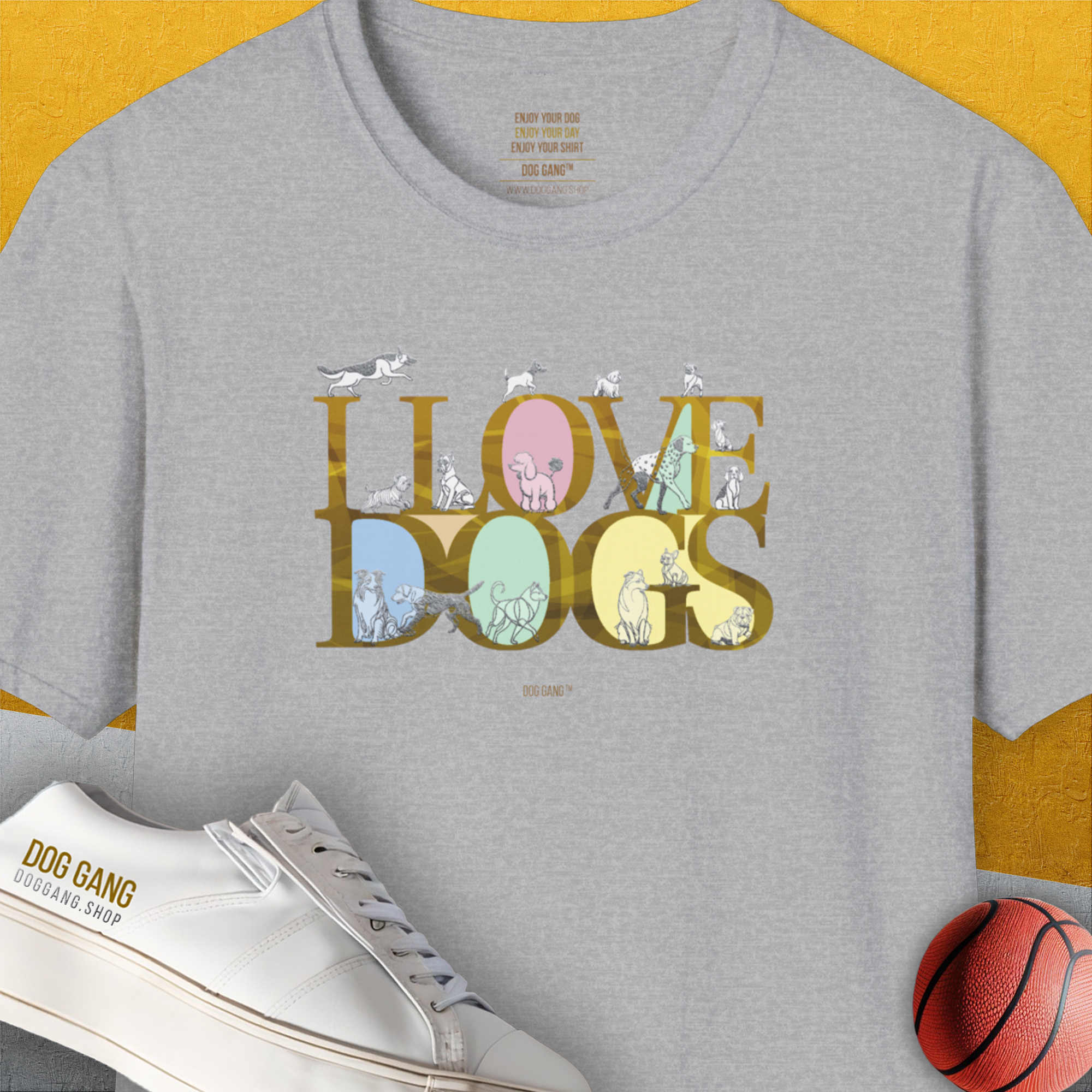 I Love Dogs - Series I, Volume 10, Unisex T-Shirt-Sport Grey, Design by Dog Gang