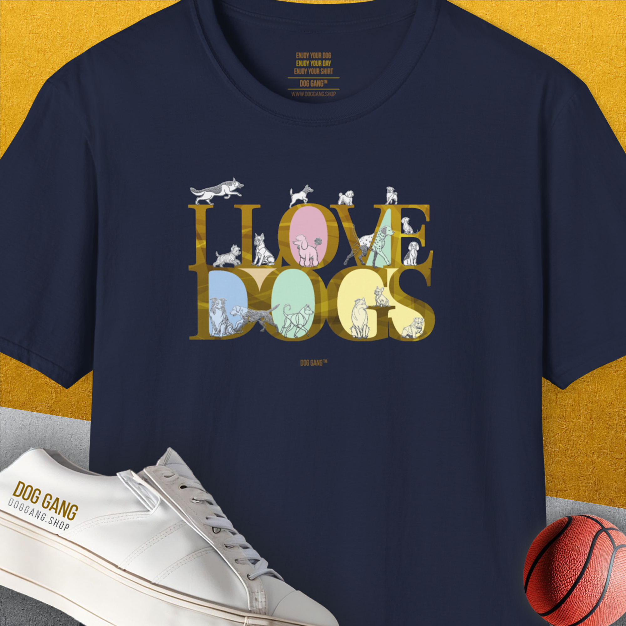 I Love Dogs - Series I, Volume 10, Unisex T-Shirt-Navy, Design by Dog Gang