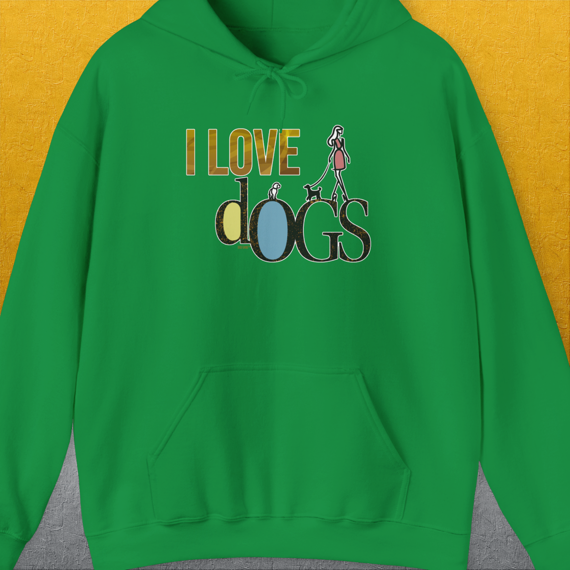 I Love Dogs - Series I, Volume 2, Unisex Hoodie-Irish Green, Design by Dog Gang
