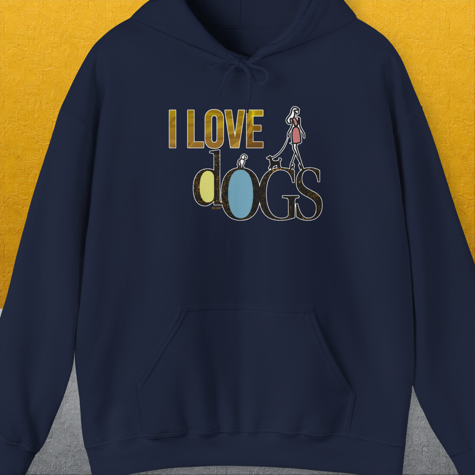 I Love Dogs - Series I, Volume 2, Unisex Hoodie-Navy, Design by Dog Gang