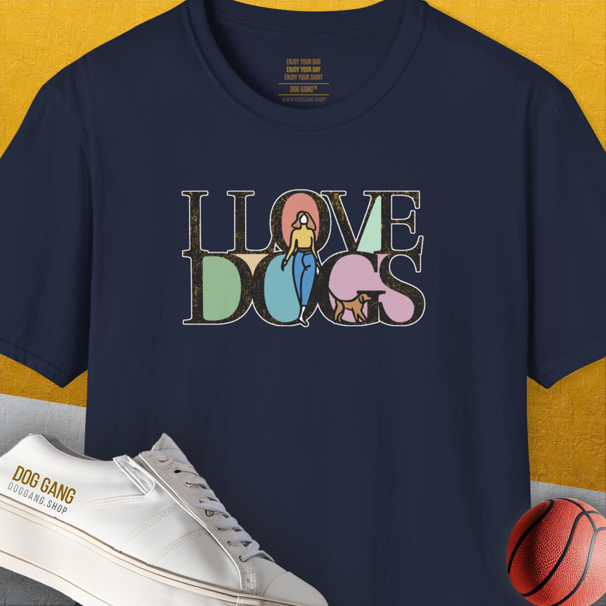 I Love Dogs - Series I, Volume 5, Unisex T-Shirt-Navy, Design by Dog Gang