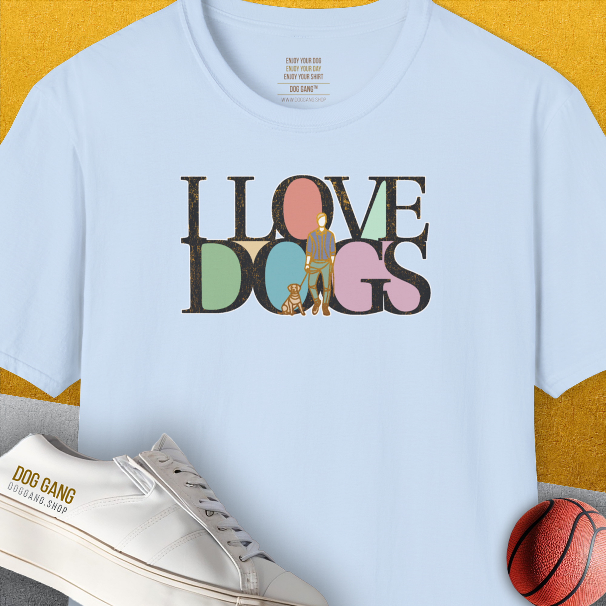 I Love Dogs - Series I, Volume 6, Unisex T-Shirt-Light Blue, Design by Dog Gang